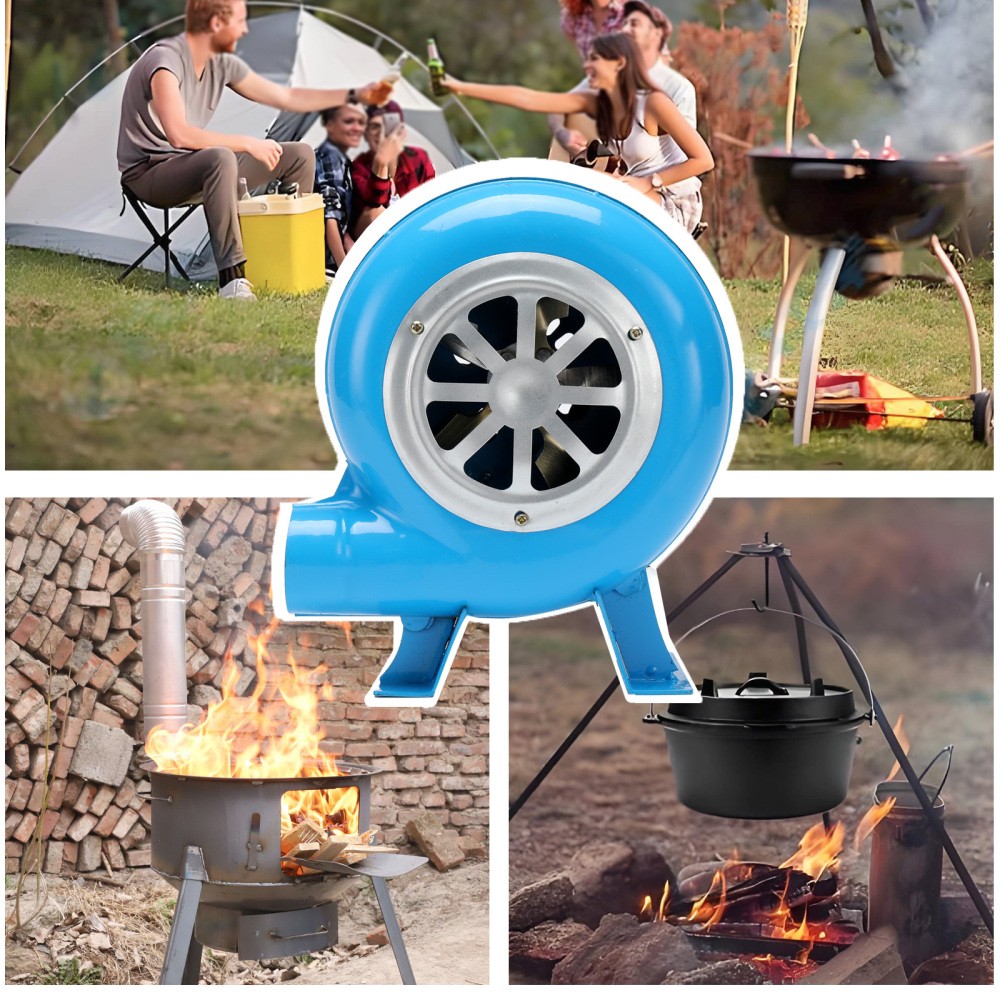 80W Combustion Blower Home Stove Fire Electric Fan Adjustable Speed 110V for BBQ