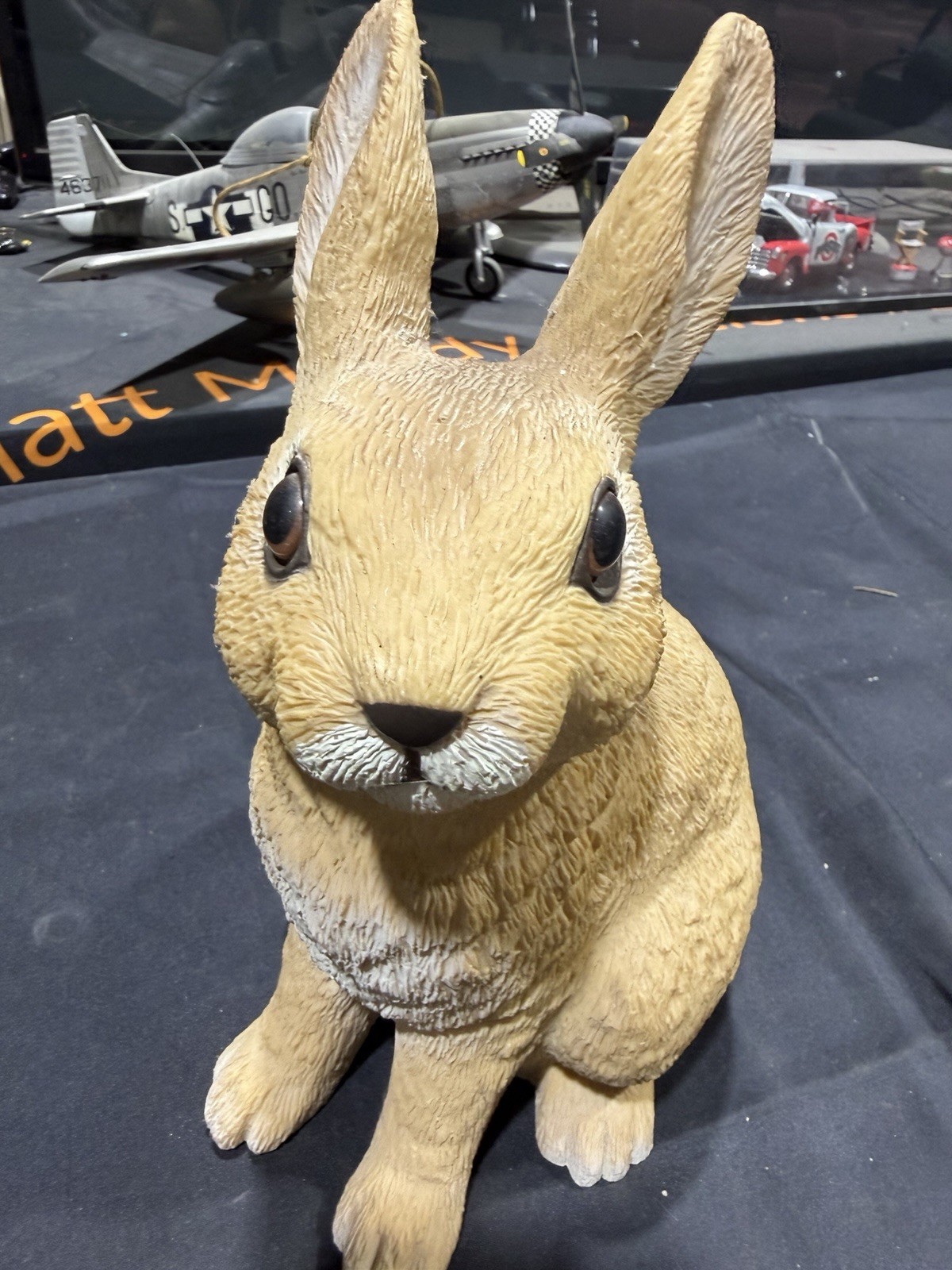 Garden Rabbit Figurine Collectible Tan with White Tail