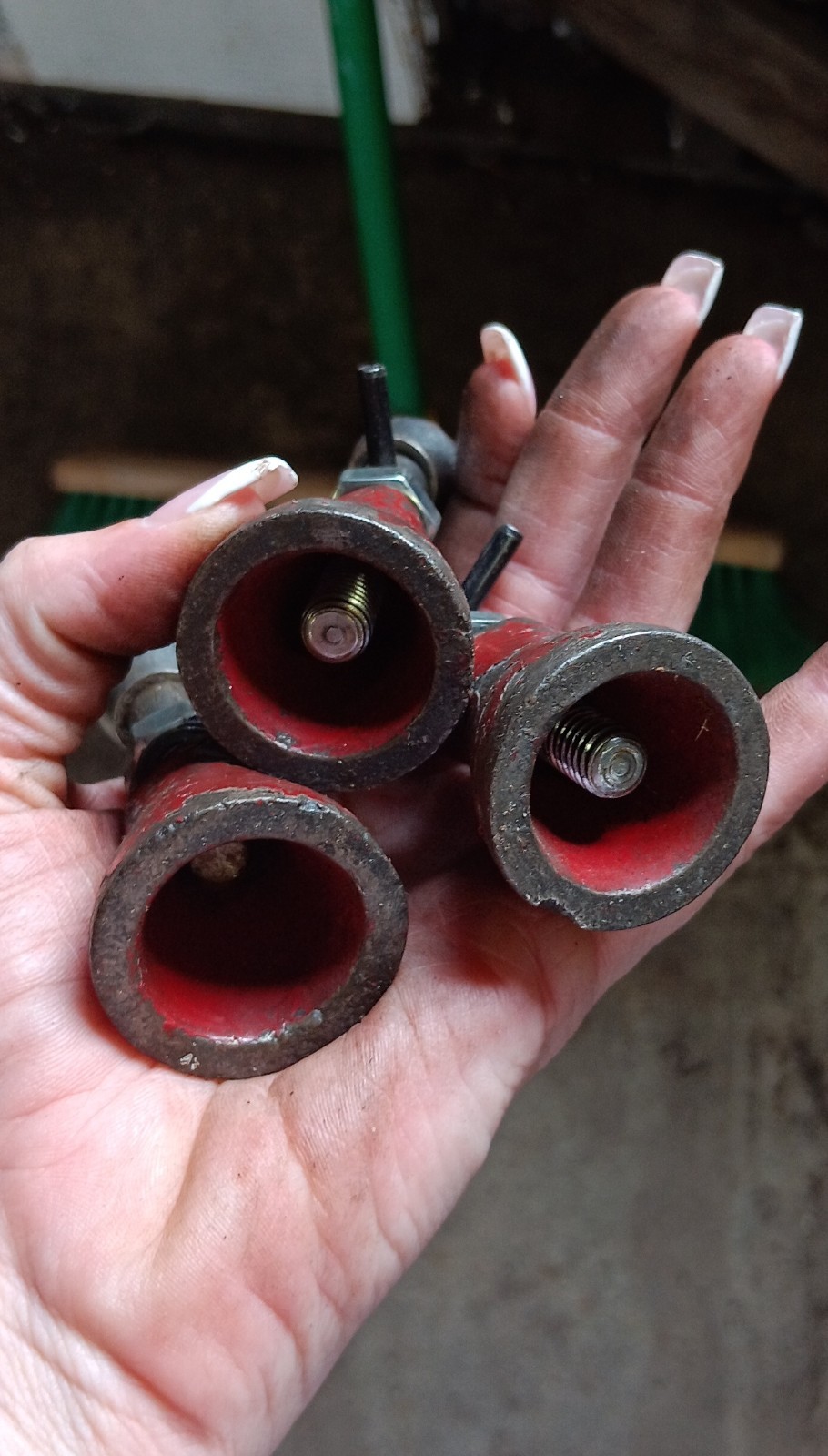 Vintage Machinist Tool Holders Set of 3 Red Metal Collectible