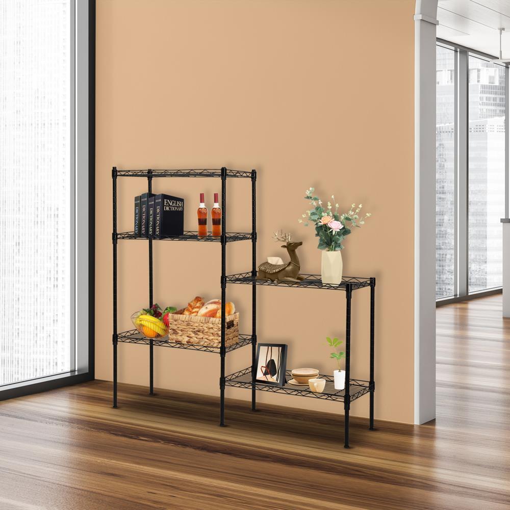 5 Tier Assembled Wire Shelving Rack Adjustable Shelf Storage Unit Bookshelf