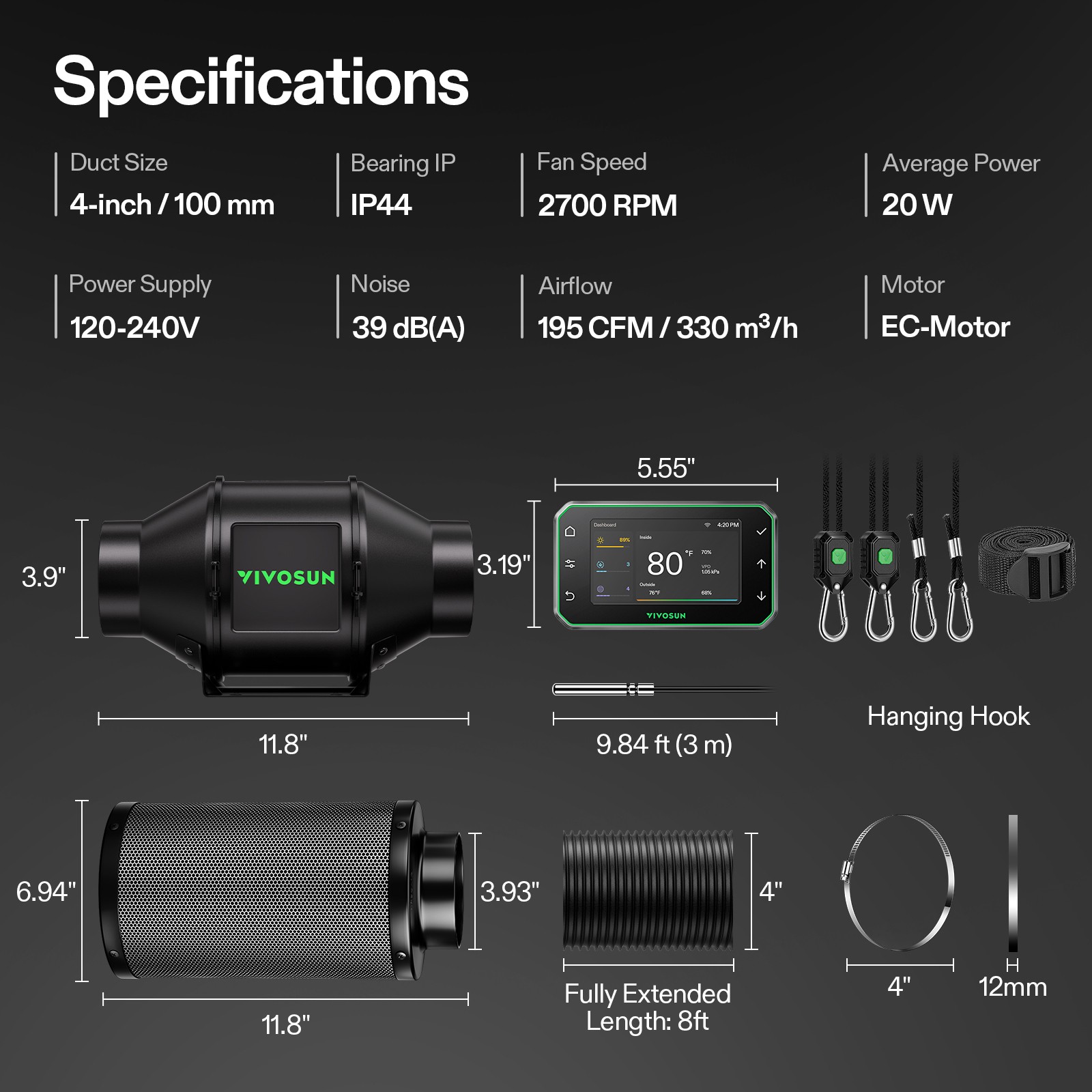 VIVOSUN 2.7X2.7ft Smart Grow Tent Kit 150W LED G4 Air Ventilation E42A+ Growhub