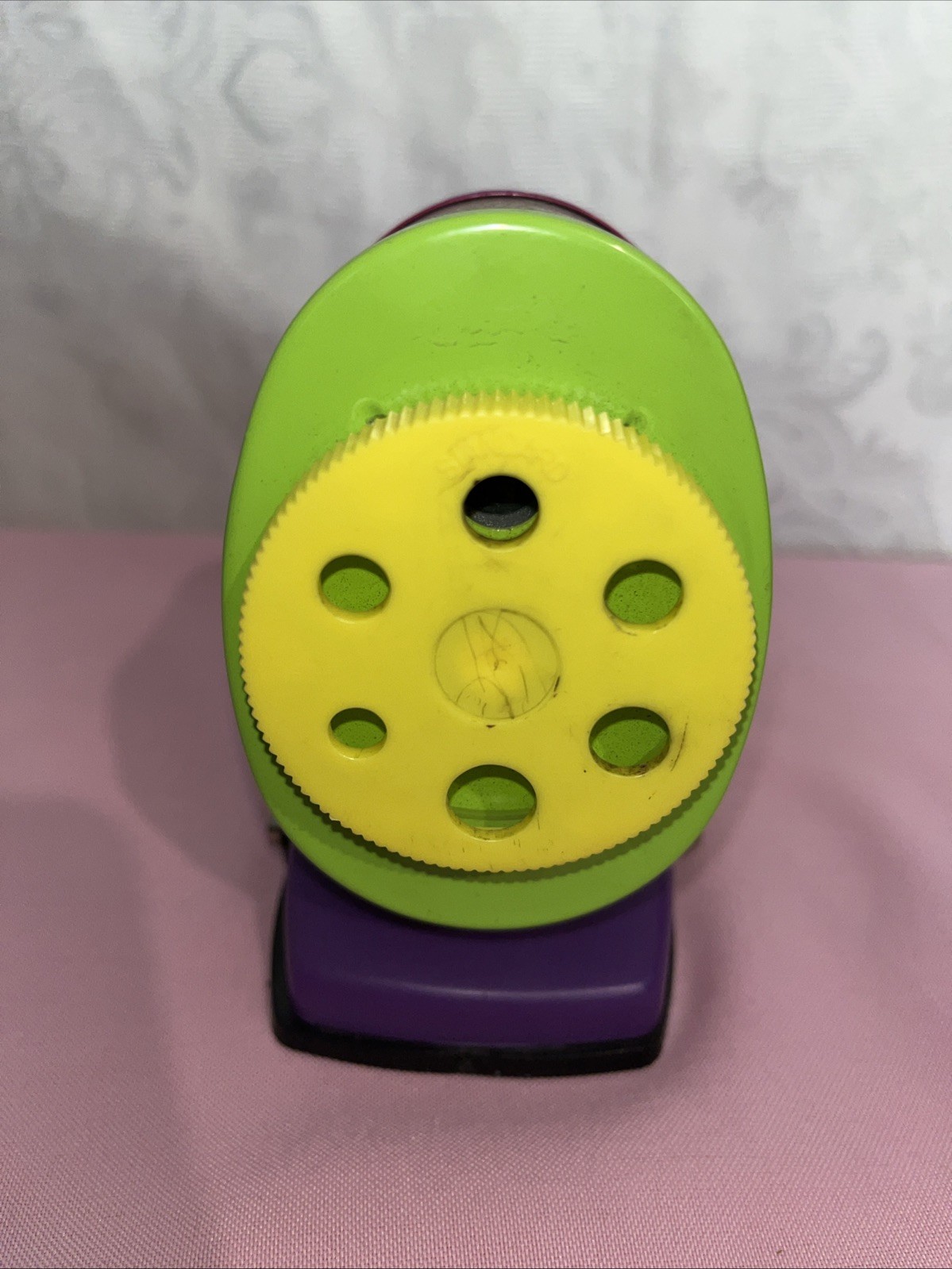 VINTAGE 90’s Nickelodeon Yikes! Neon Desktop Manual Crank Pencil Sharpener