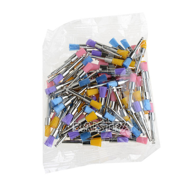 100Pcs/Box Dental Nylon Materials Closure Flat Polishing Prophylaxis Brushes