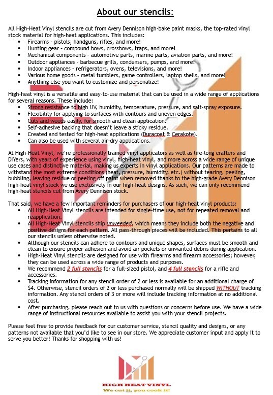 High Heat Duracoat Vinyl Firearm Stencil 10" x 12" -Vietnam Tiger stripe styling