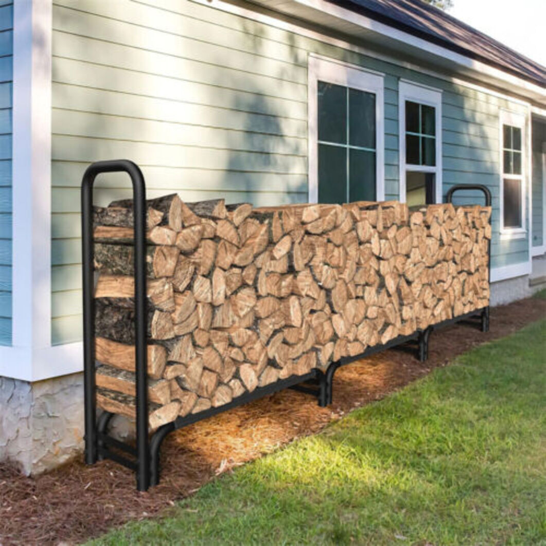 XXL Steel Firewood Rack Freestanding Fire Log Wood Large Holder Storage Solution