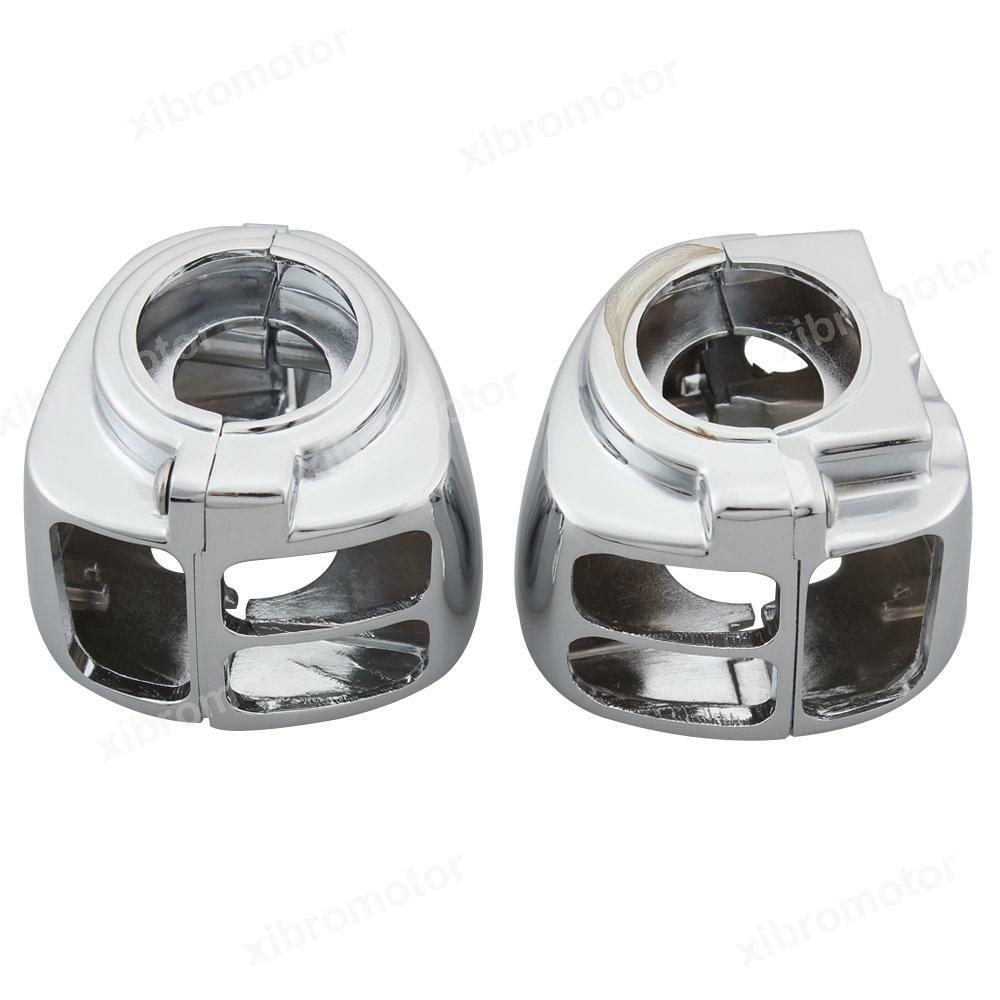 Chrome Switch Housing Cover+6pcs Hand Control Button Switch Caps Fit For Harley