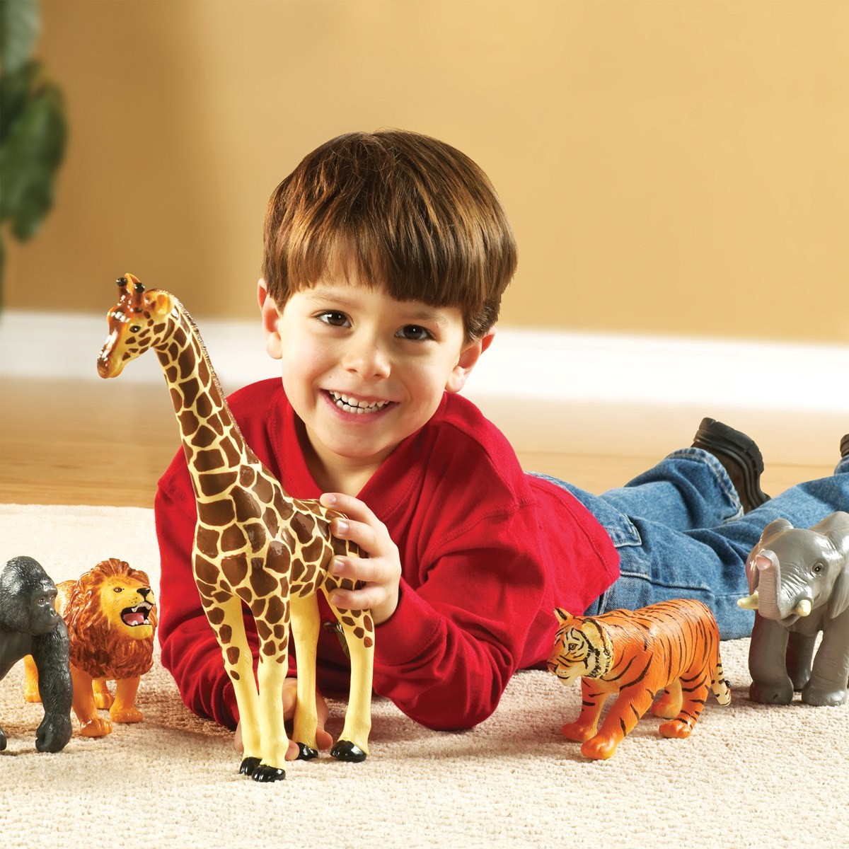 Kaplan Early Learning Company Jumbo Animals Set of 18 - Farm, Jungle, & Pets
