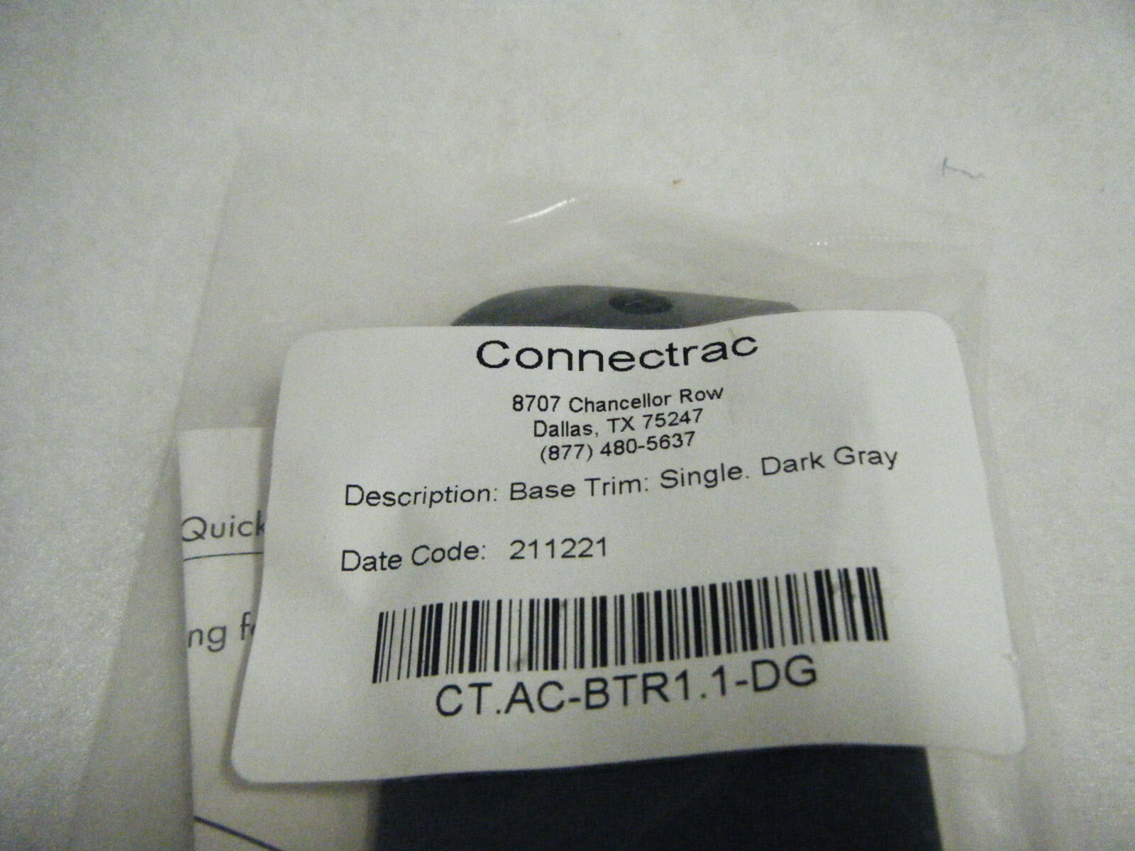 Connectrac CT.AC-BTR1.1-DG SIngle BASE TRIM, Dark Gray