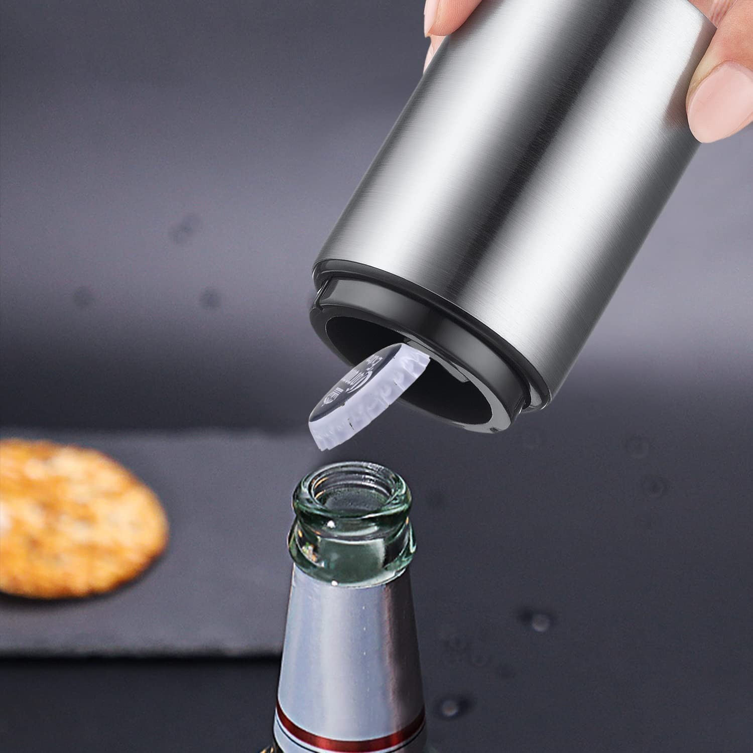 Automatic Beer Soda Bottle Opener, Stainless Steel Magnetic Bottle Cap Remover
