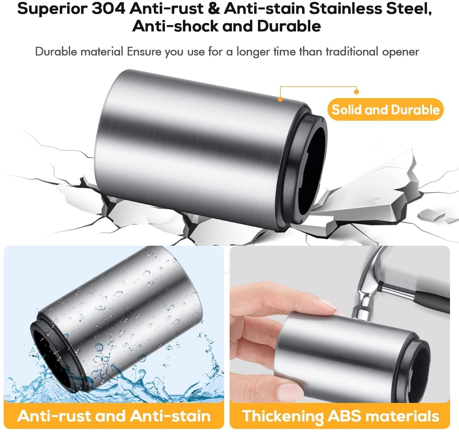 Automatic Beer Soda Bottle Opener, Stainless Steel Magnetic Bottle Cap Remover