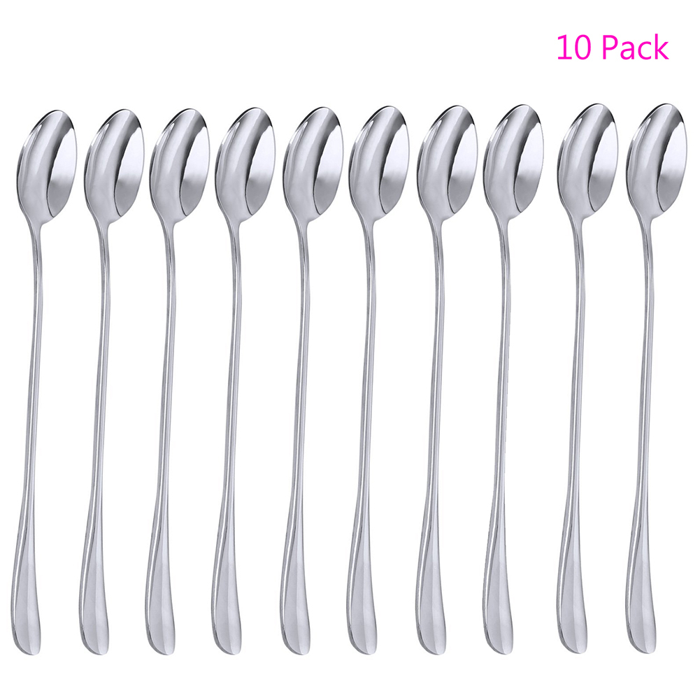 10 Pack Magik Long Handle Stainless Steel Mixing Ice Cream Coffee Spoon Set