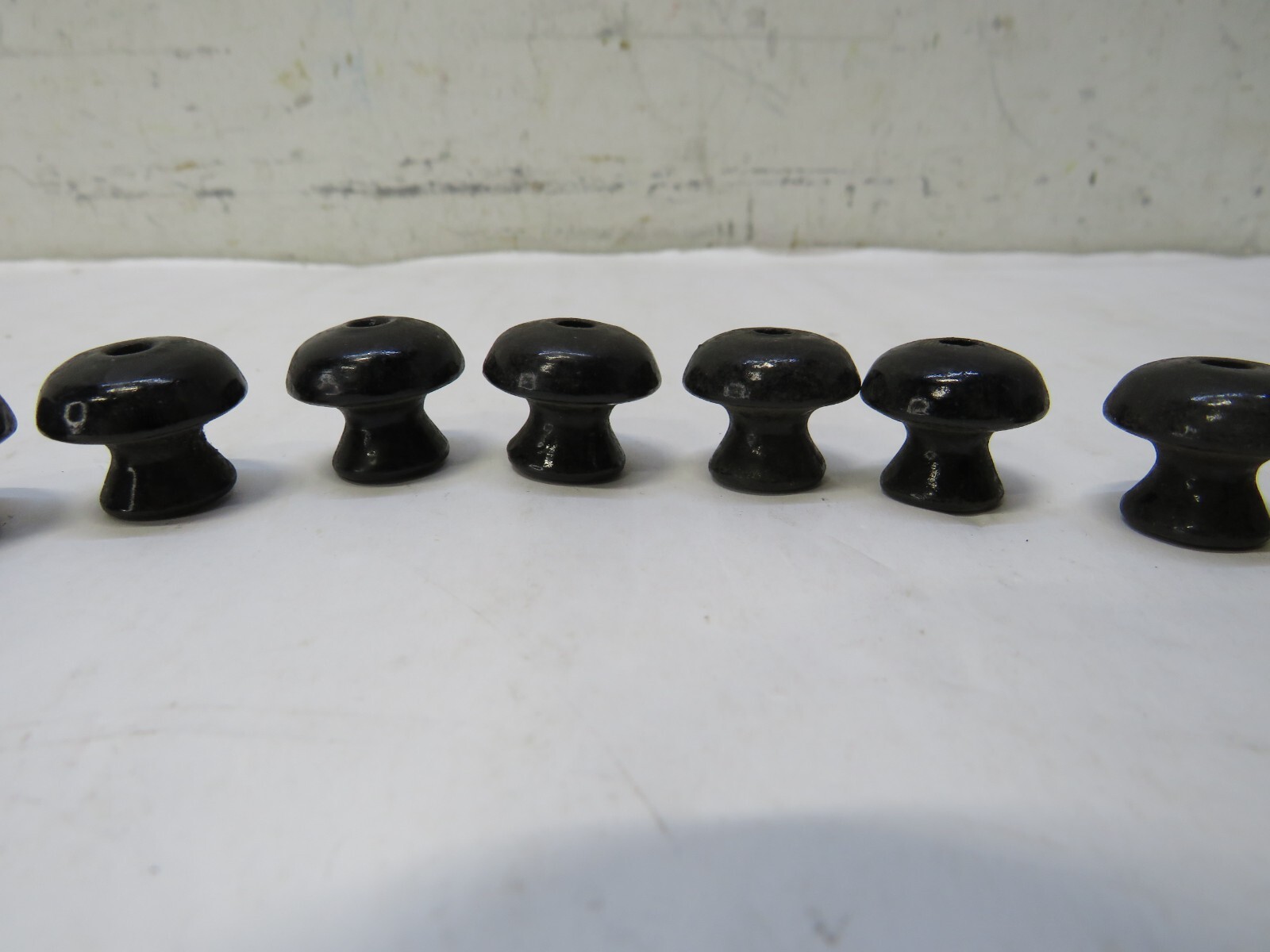 Lot of 10 NOS 1800's Antique small wooden Black Round Drawer Handles knobs pulls
