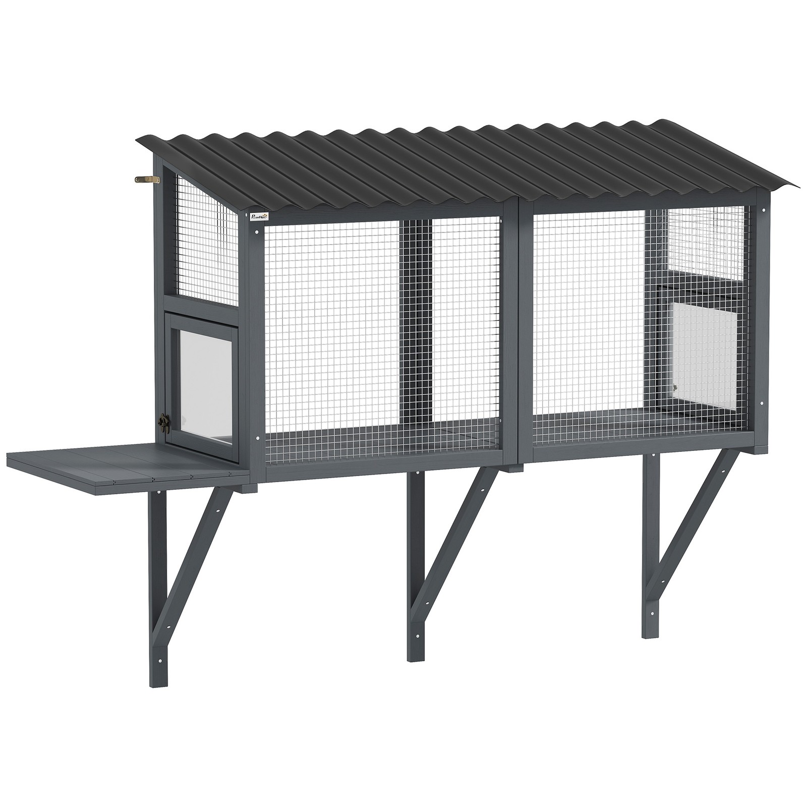 PawHut Outdoor Cat Catio, Cat Enclosure Window Perch with Jumping Platform