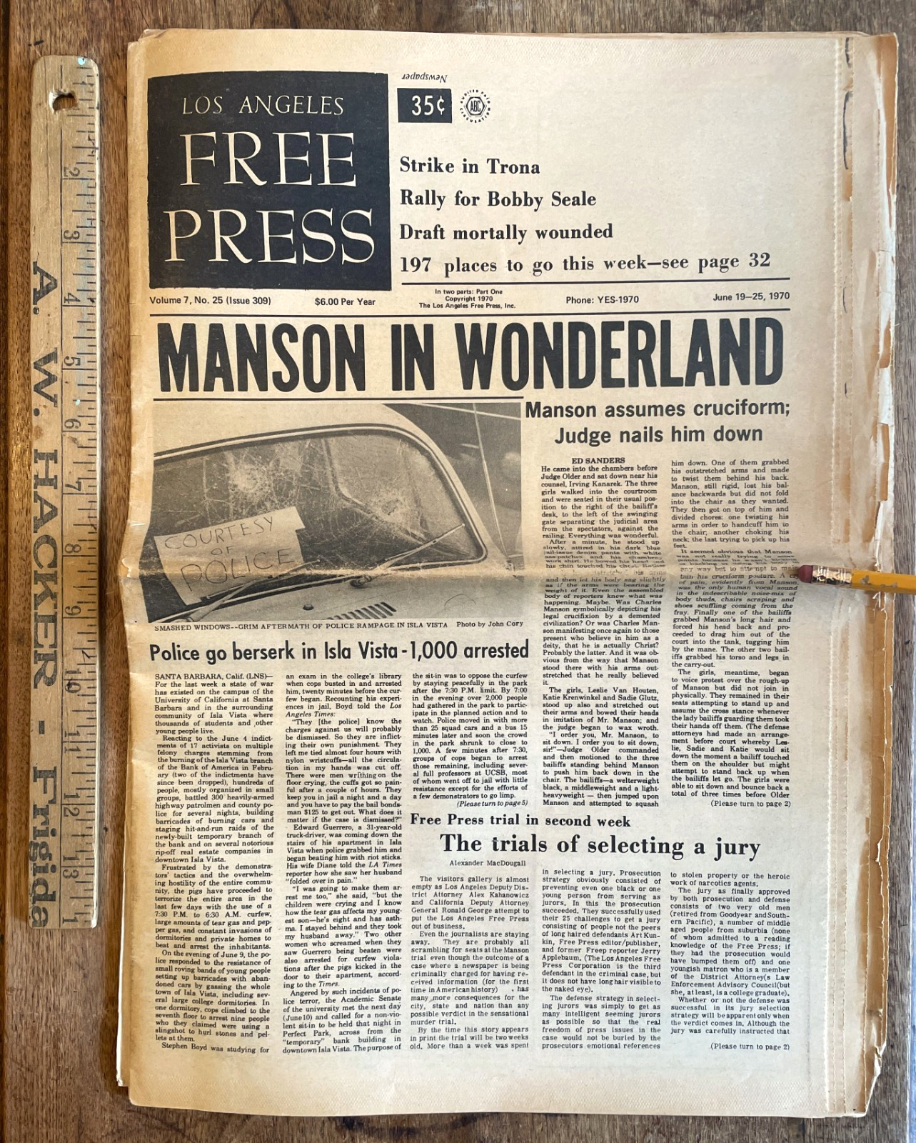 June 19-25, 1970 Los Angeles Free Press MANSON IN WONDERLAND underground paper