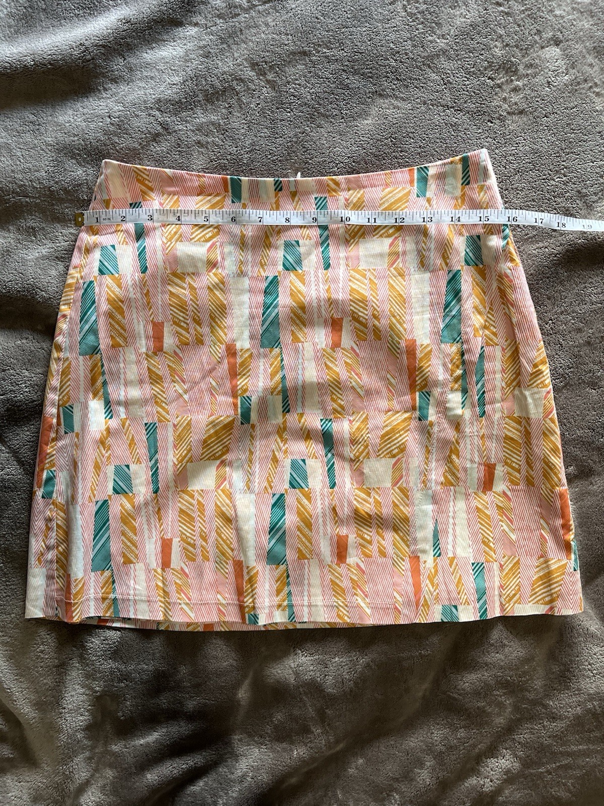 JUNE & HUDSON Boho Unique Fit & Flare Colorful Geo Skirt Sz Small EUC