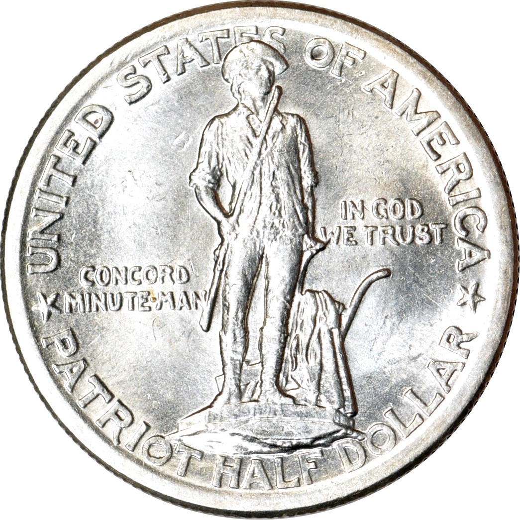 1925 50C Lexington-Concord Silver Commemorative Gem AU K19305