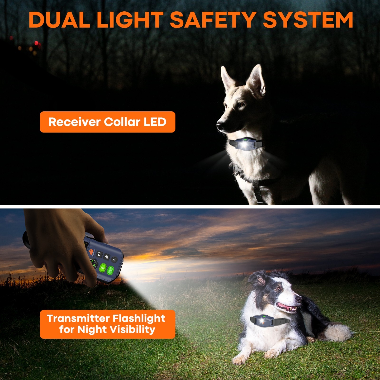 2-Dog Wireless Dog Fence & 1100 YD Remote Training Collar Duo Kit Waterproof