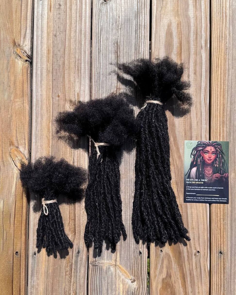 Textured interlocd human hair Dreadlock extensions, blunt tips, length: 4 ''- 60