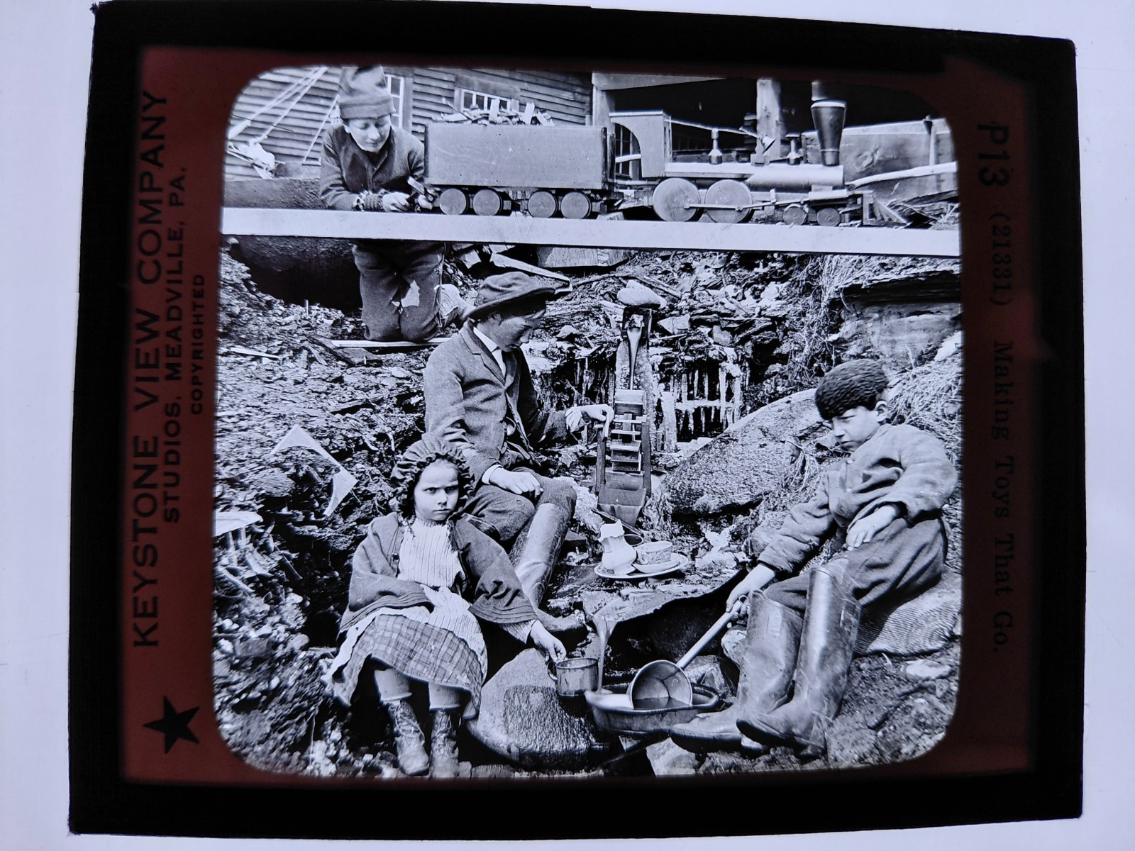 Magic Lantern Glass Slide Photo Keystone P13 Making Toyx That Go