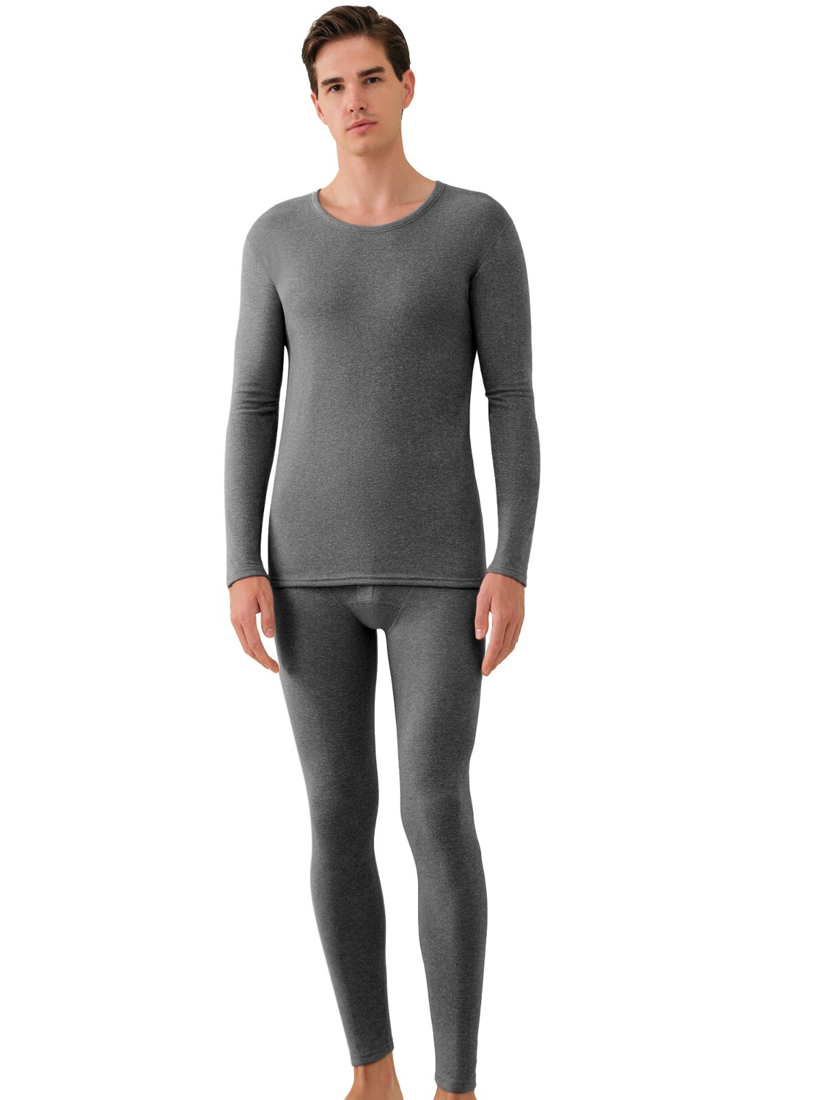 Men's Thermal Underwear Set Cashmere Silk Lining Pajama Set Long Johns Soft