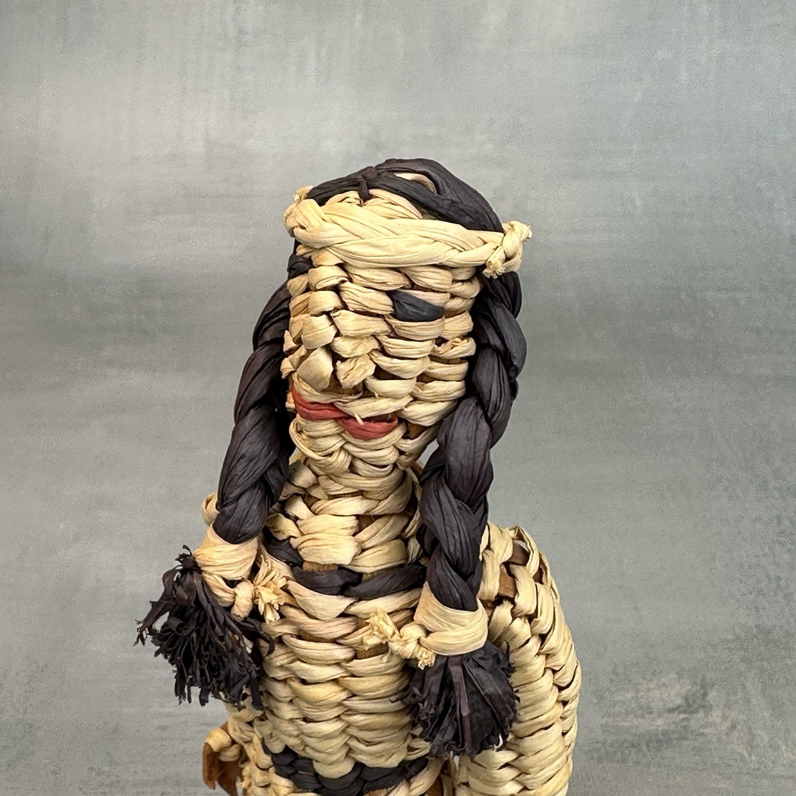 Vintage Native American Skokomish / Yakama Basketry Basket Doll Woman Dress 6”