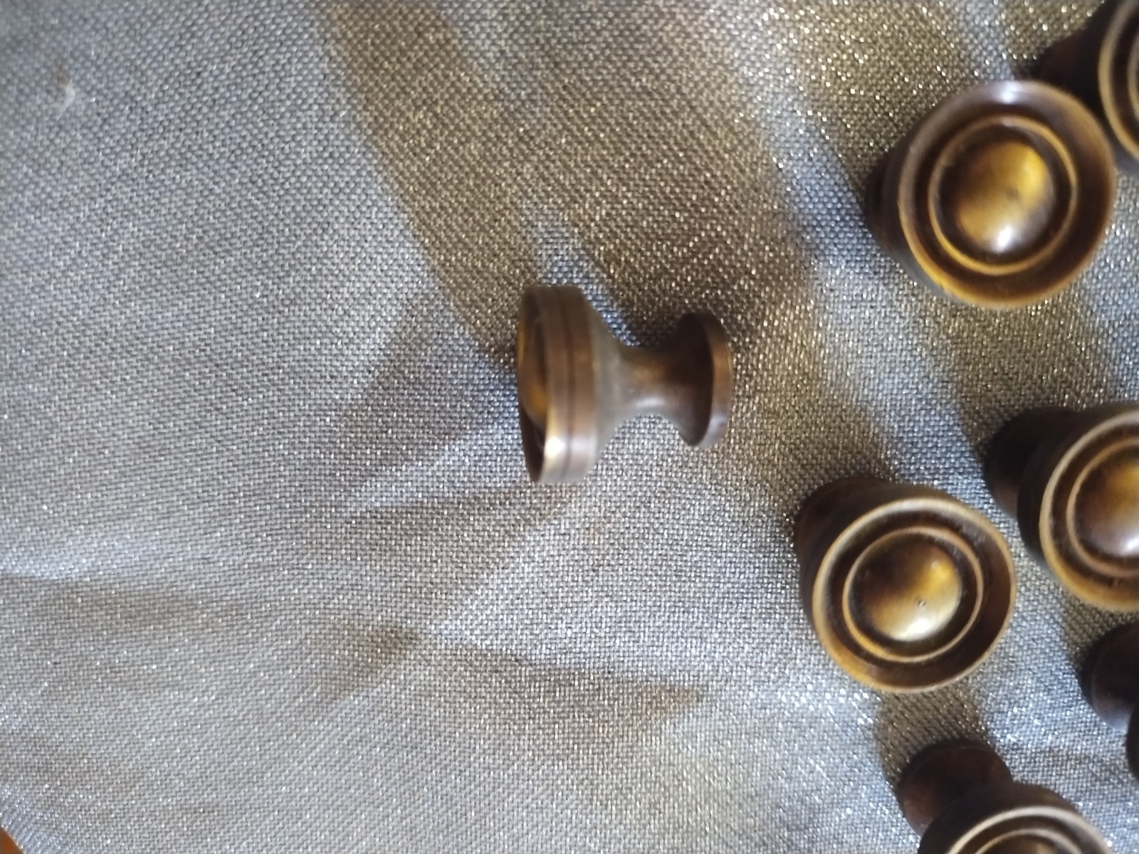 Vintage (16) Solid Brass Stacking Barrister Bookcase Hoosier 9/16" Knobs Pulls