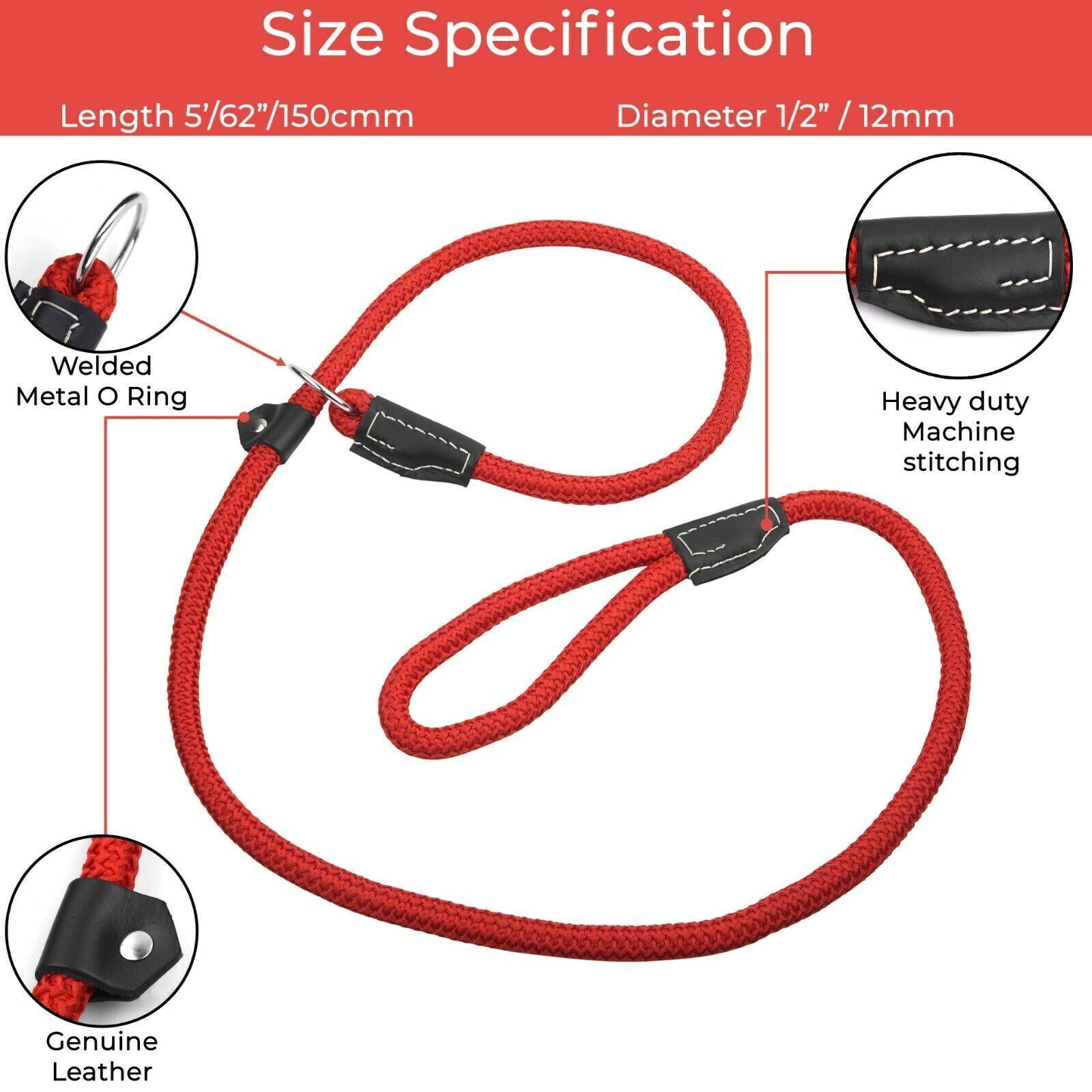 Handmade Dog/Pet Leash Slip Lead Braid Light Weight Strong Dog Puppy Rope