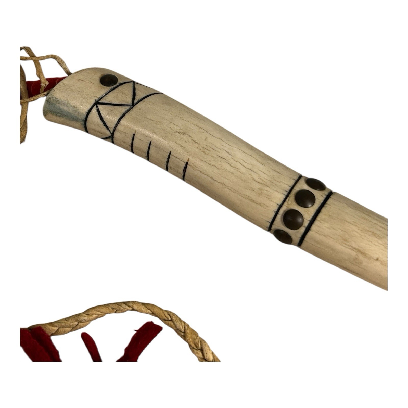 Vintage Authentic Native American Elk Antler Studded Quirt