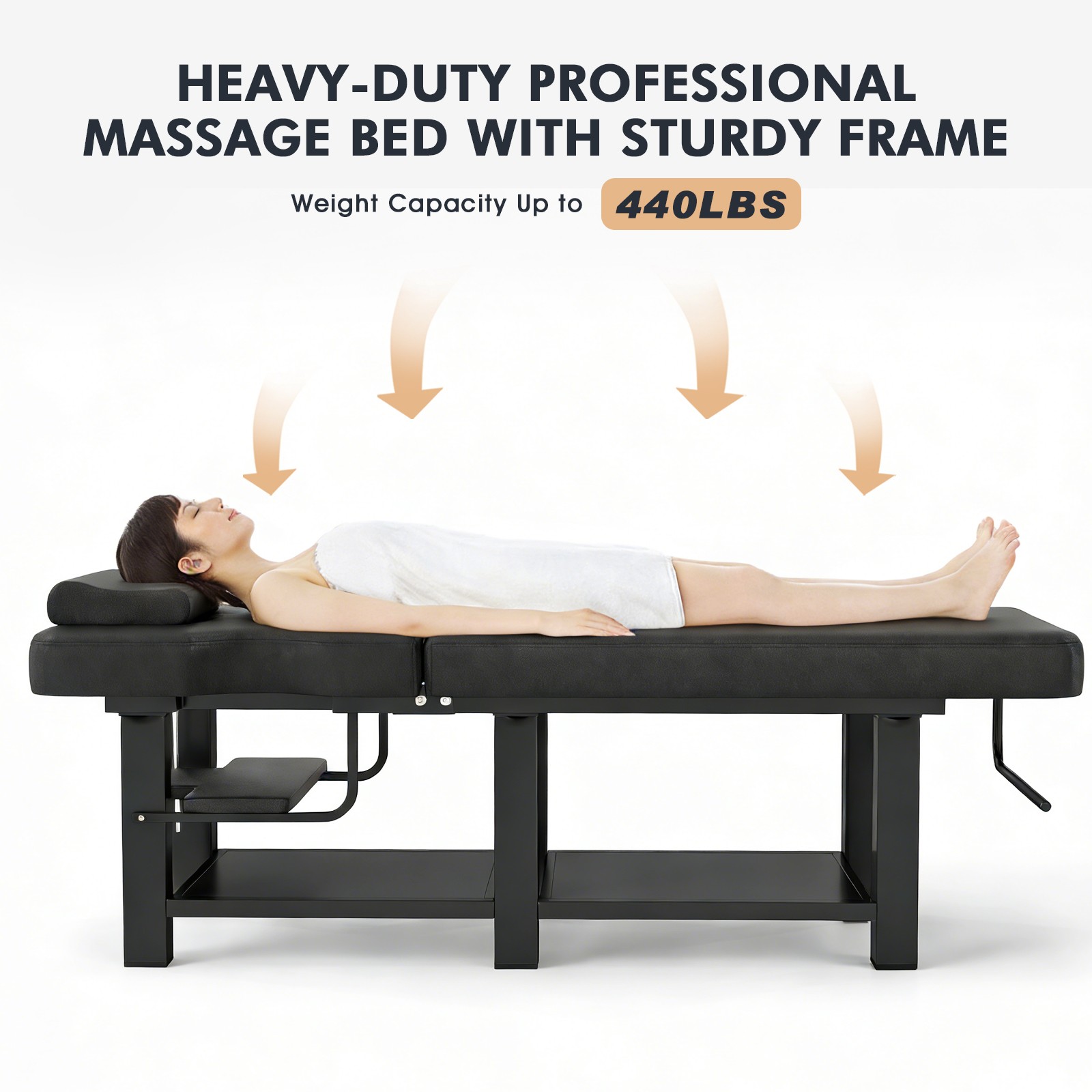 Black Massage Table Facial Bed Treatment Salon Spa Beauty w/Headrest, Open-Chest