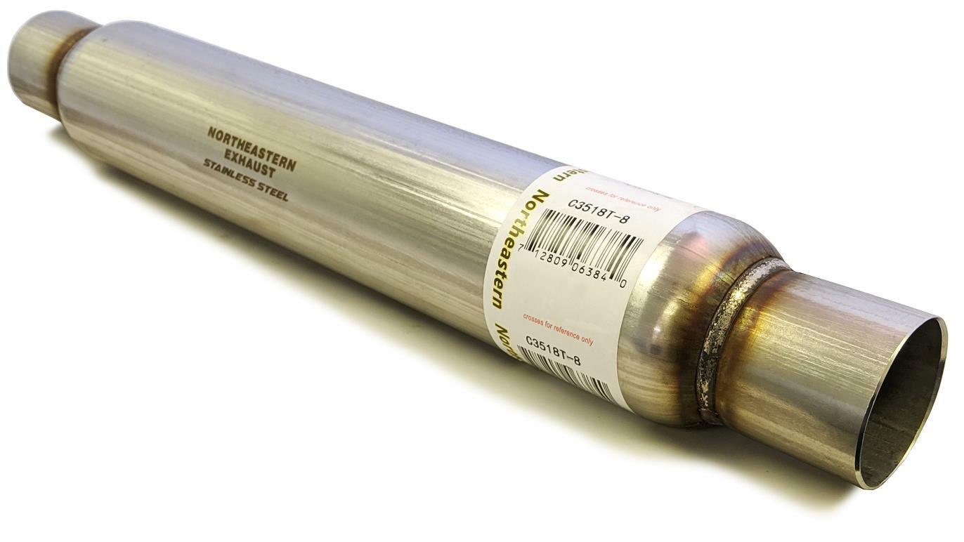 Two Exhaust Resonator Muffler Universal Fit GlassPack 2.5"