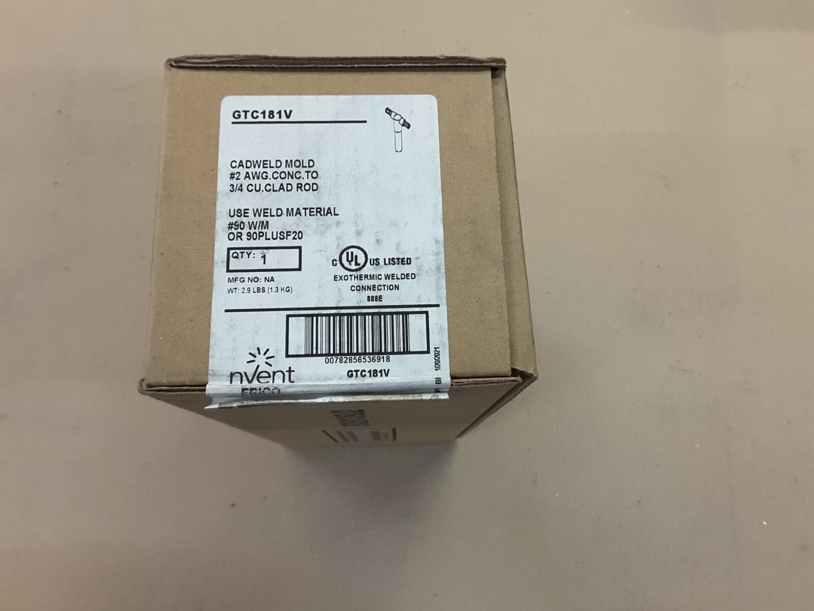 ERICO CADWELD GTC181V MOLD #2 copper wire thru TO 3/4" inch ground ROD