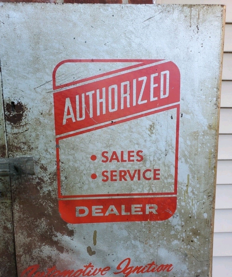 Vintage Shurhit Ignition Steel Automotive Advertising Workshop Cabinet *P/U ONLY