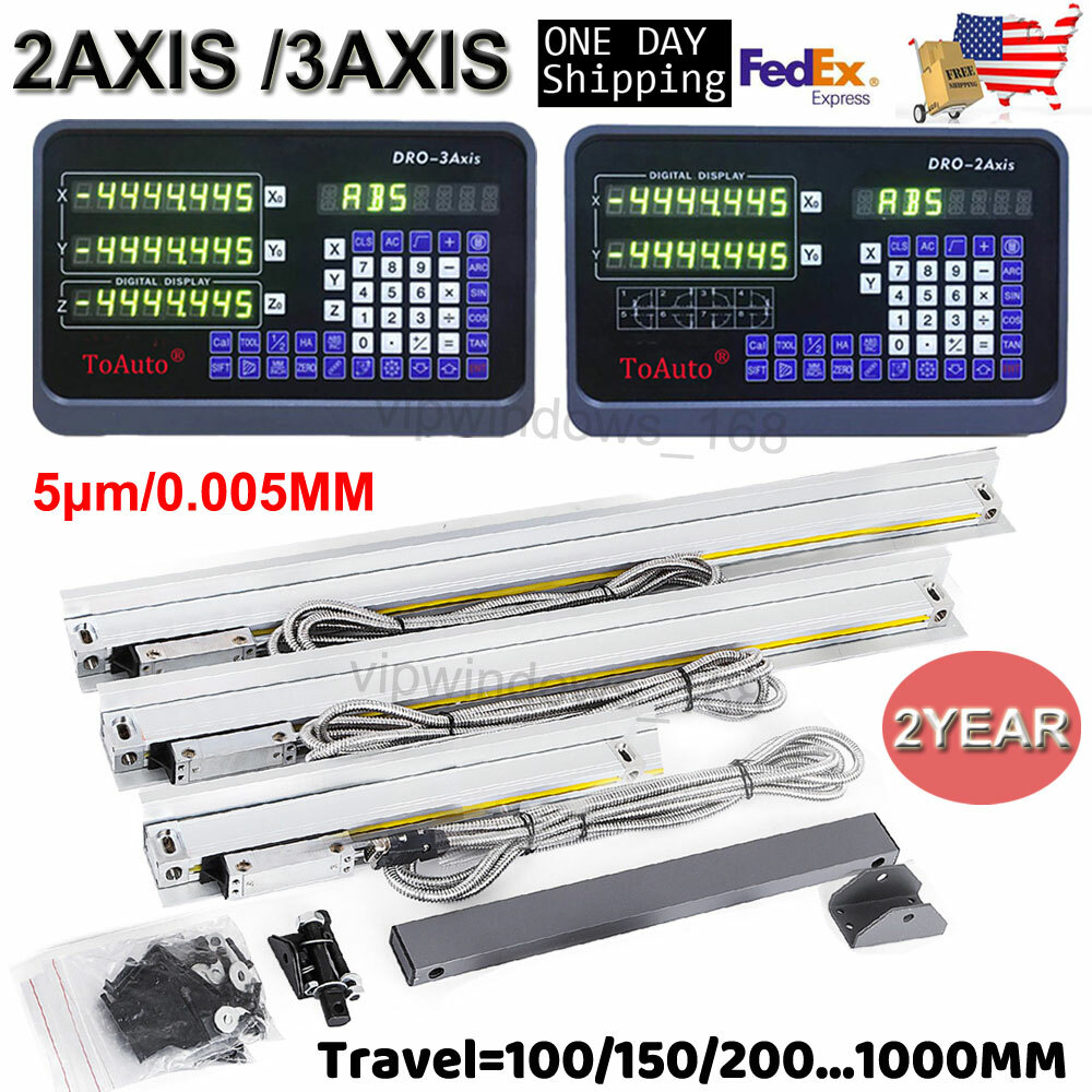Mill Lathe Linear Glass Scale 4-40 inch DRO Digital Readout 2Axis 3Axis,US