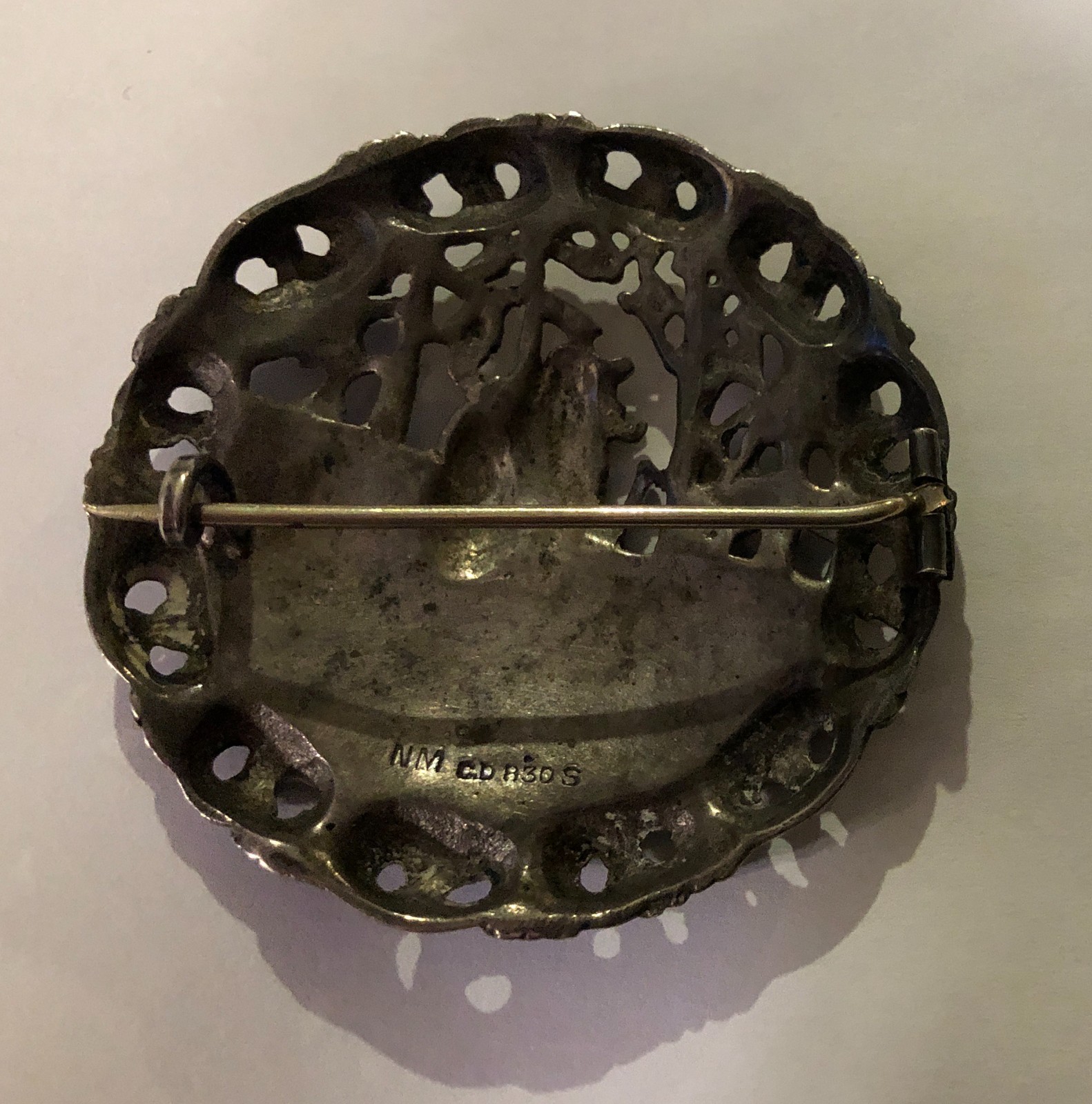 Antique Norwegian / Norway SILVER BROOCH Skier 830 Silver Nørsk Mønster Pin