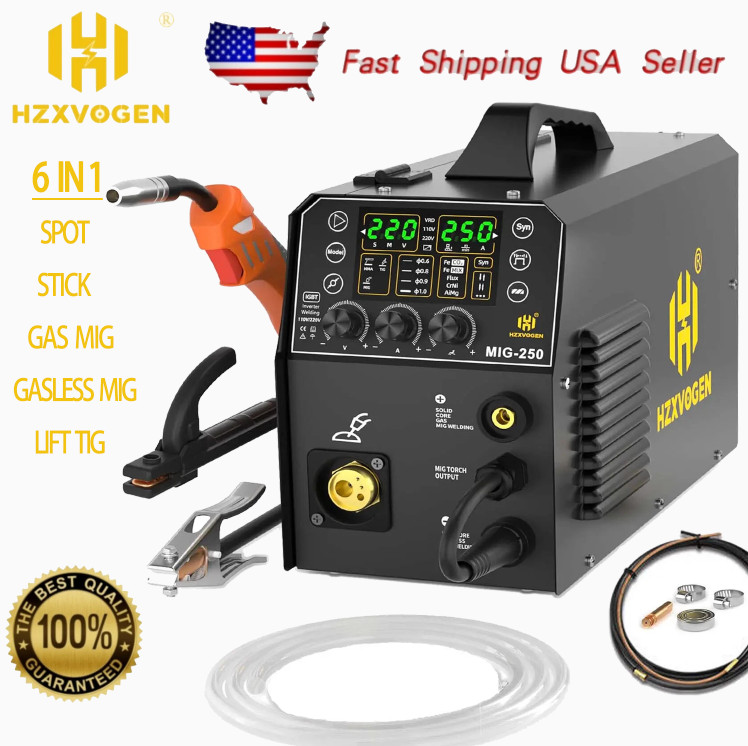 HZXVOGEN Aluminum MIG Welder Welding Machine 110/220V 250A 6in1 Dual Voltage USA