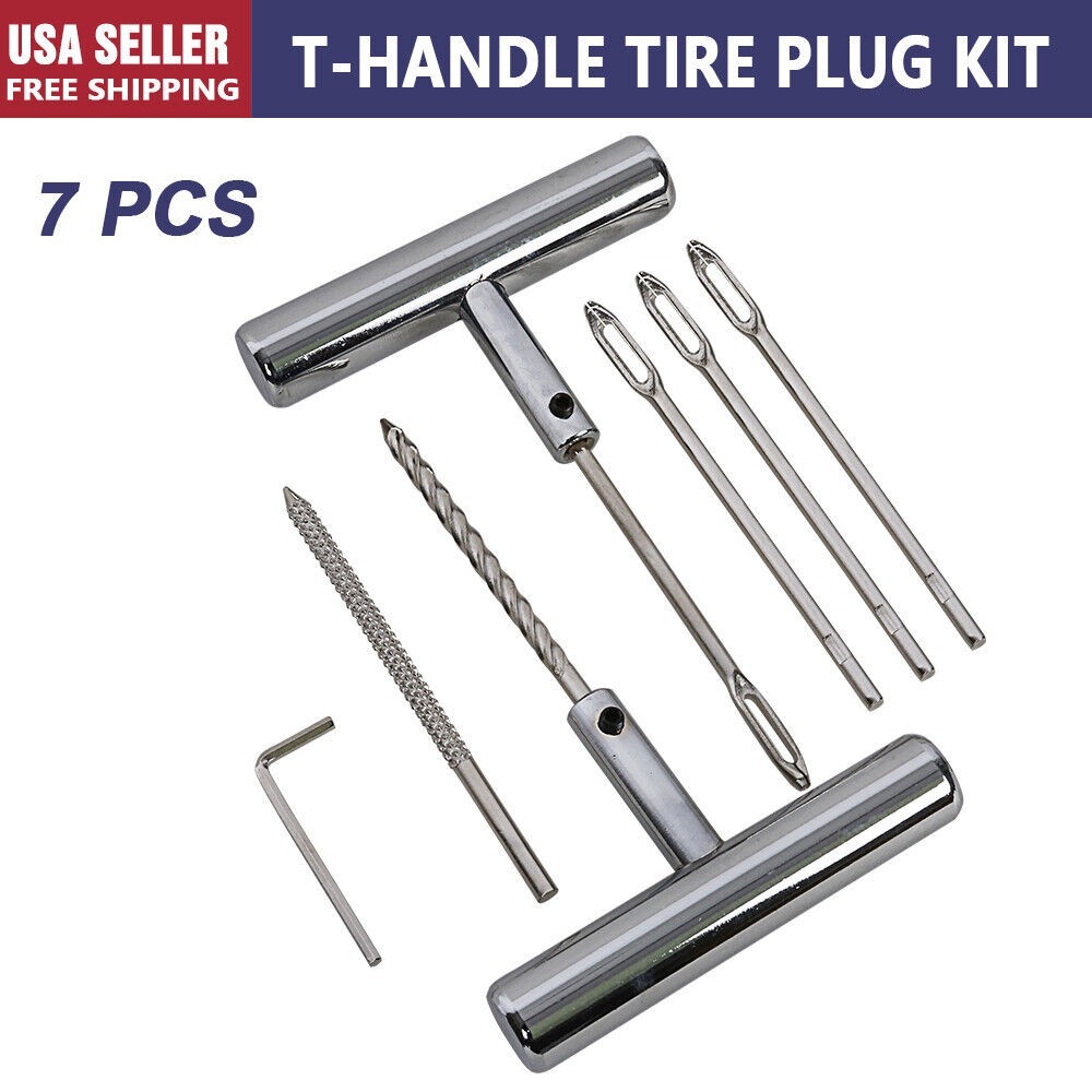 7PC Tire Repair Kit with Plug Flat Tire Puncture Repair Tire Plug Kit Heavy Duty
