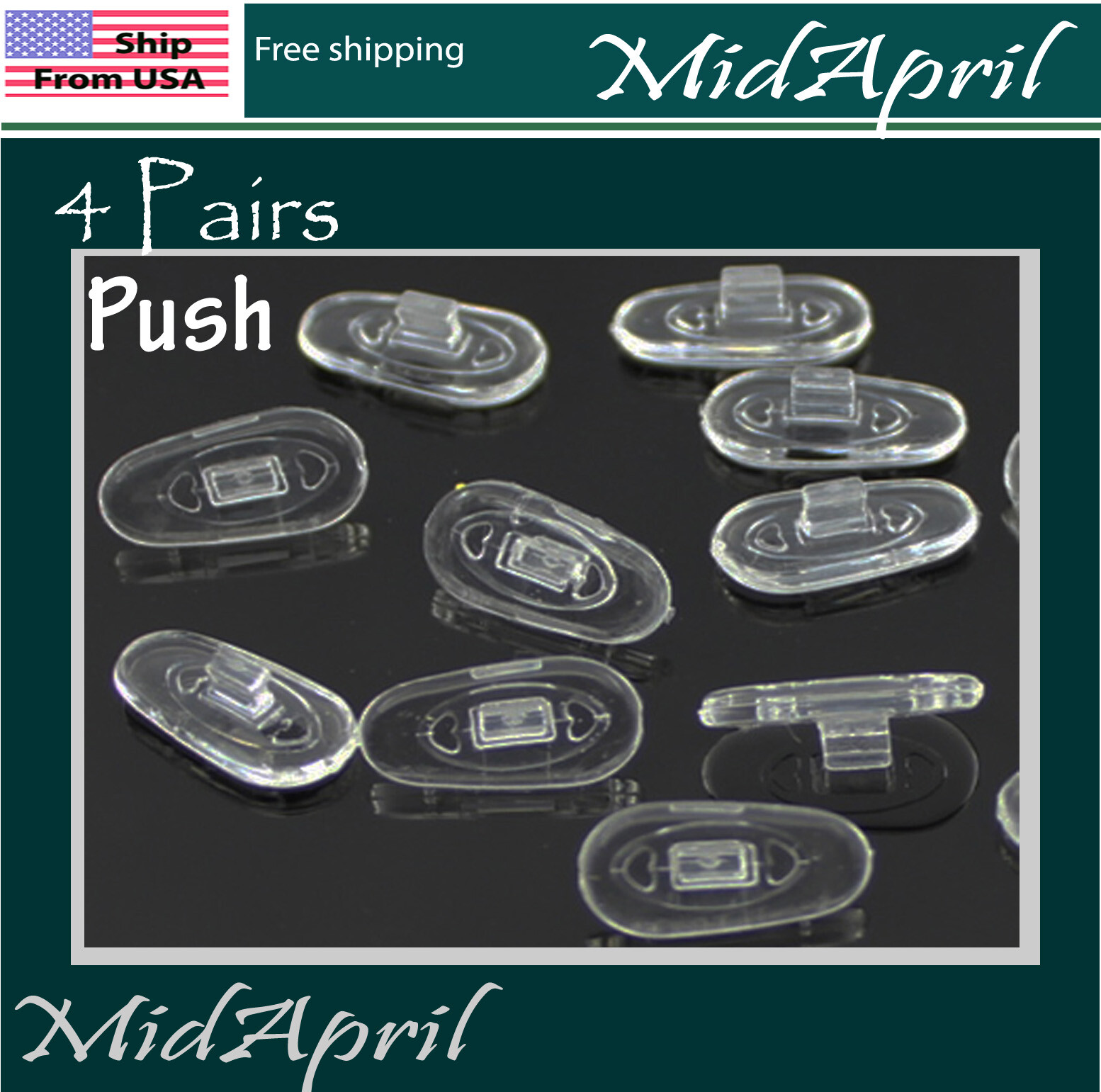 4 pairs eyeglass NOSE PADS High Quality SILICONE  push on US Seller