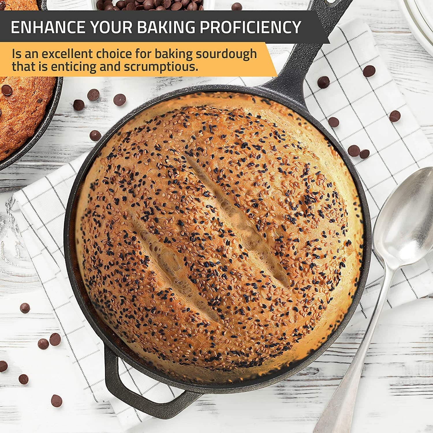 Pre-Seasoned 12.5 Inch Cast Iron Skillet Multipurpose Use by Utopia Kitchen