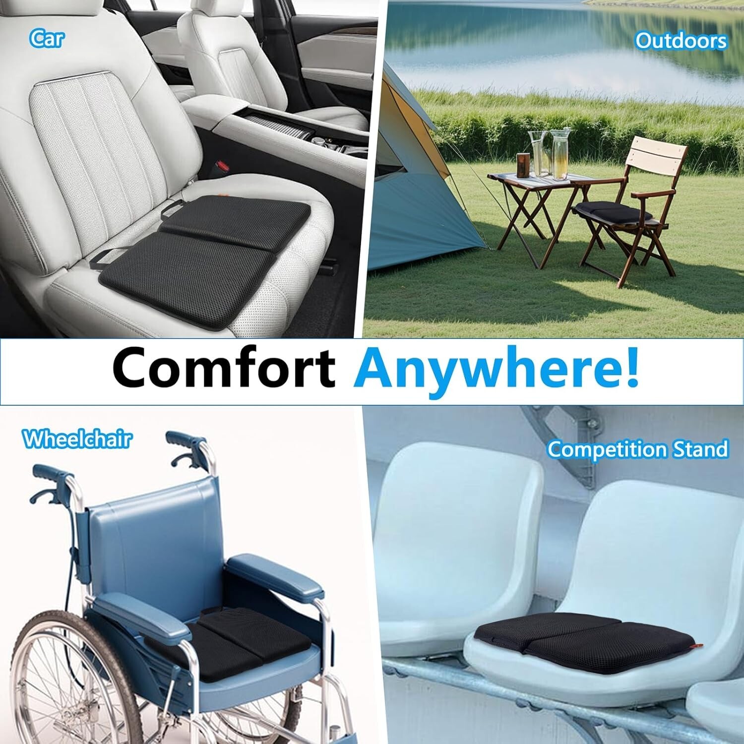 Portable Travel Seat Cushion for Airplane, Cooling Seat Cushion Sciatica Relief