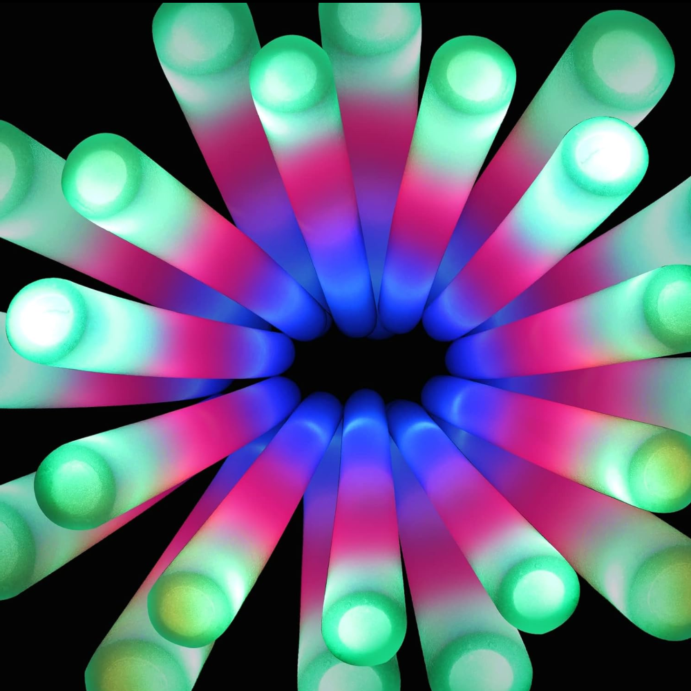 12-396 LED Light Up Foam Sticks Wand Rally Batons DJ Flashing Glow Stick Party