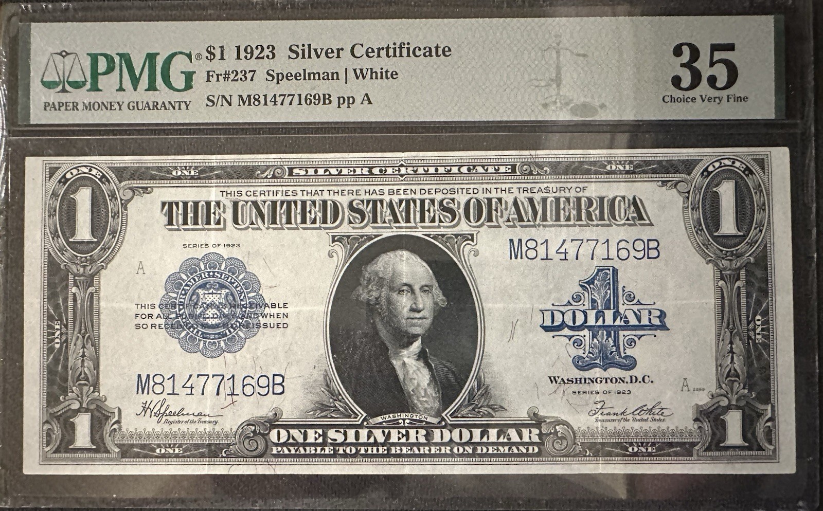 1923 $1 Silver Certificate Fr 237 PMG 35 Choice VF Large Size Note
