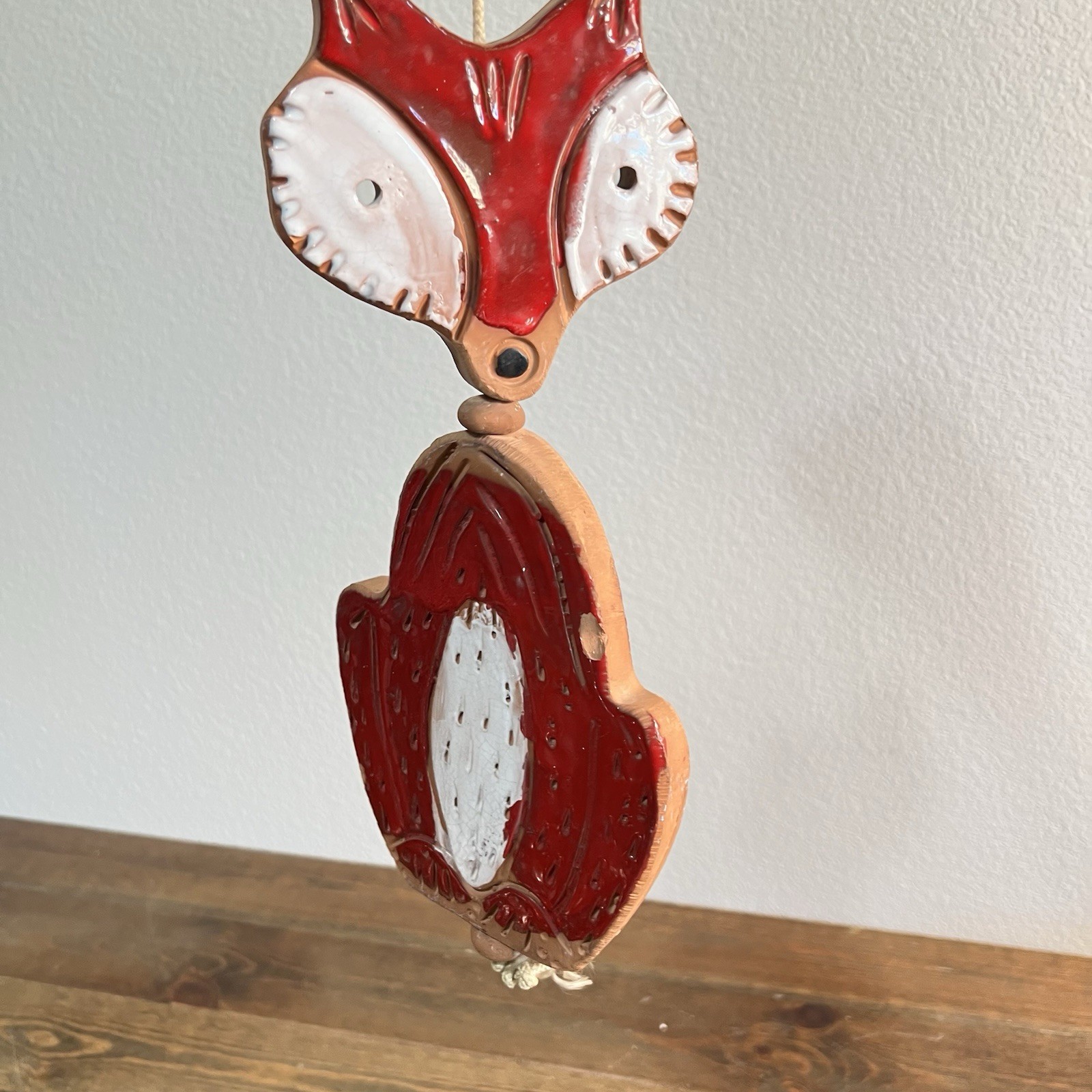 Vintage Pacific Stoneware double-sided Red Fox People Lovers Pottery