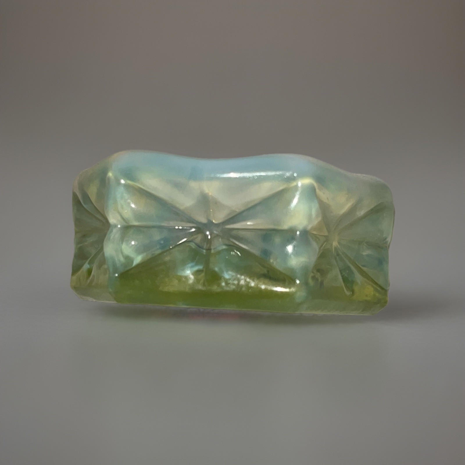 ANTIQUE John Walsh Milky Opalescent Hexagonal Bright Uranium Glow Salt Cellar