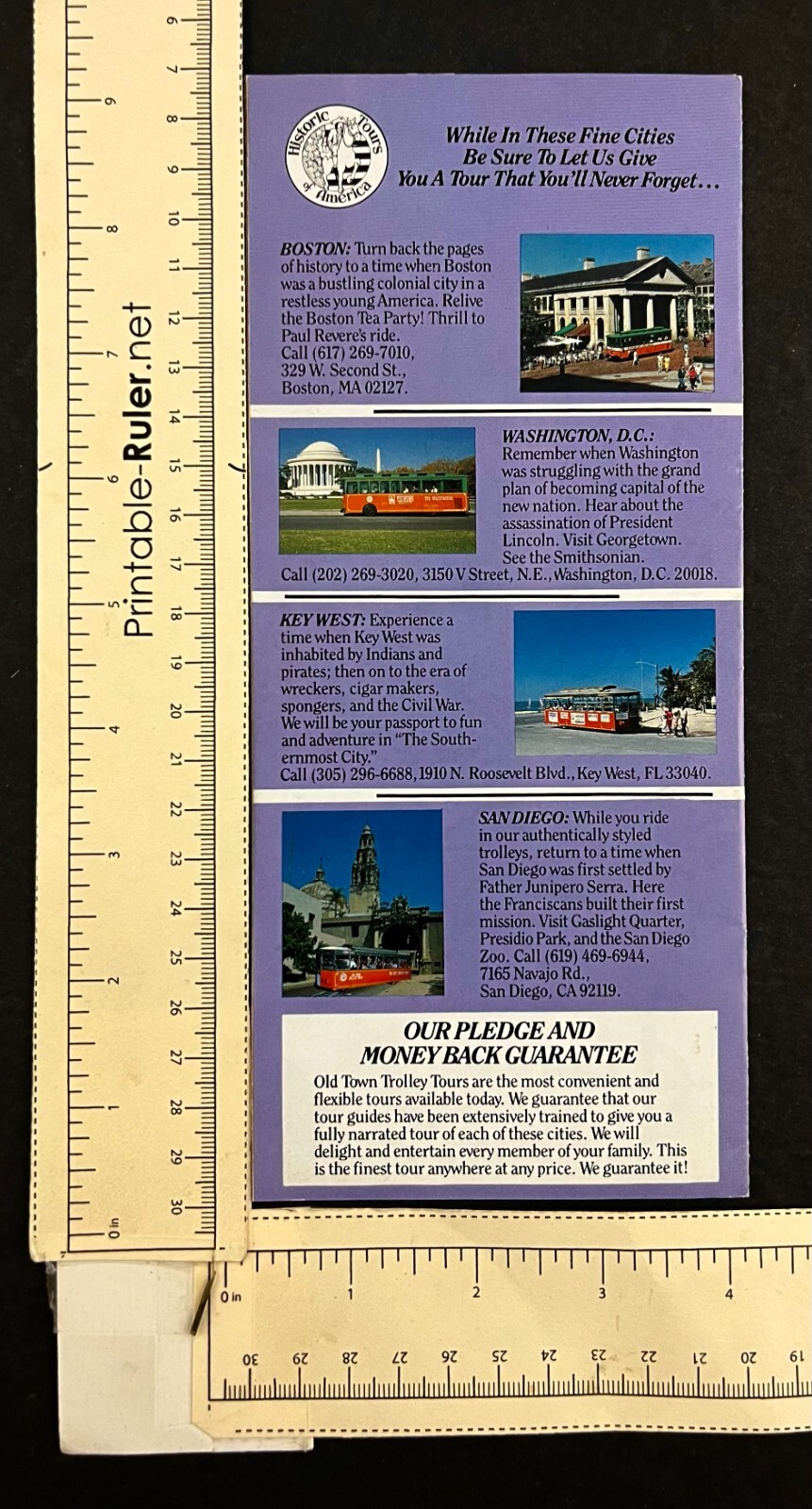 1980s Miami Florida Old Town Trolley Tourist Tours Vintage Travel Brochure Map