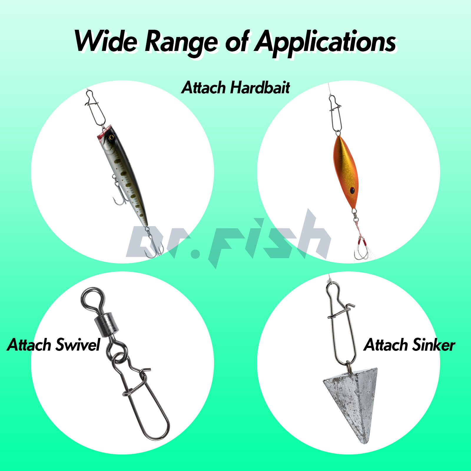 50/500pcs Fishing Duo-lock Snap Clips 25-220 LBs Stainless Steel Lure Tackle