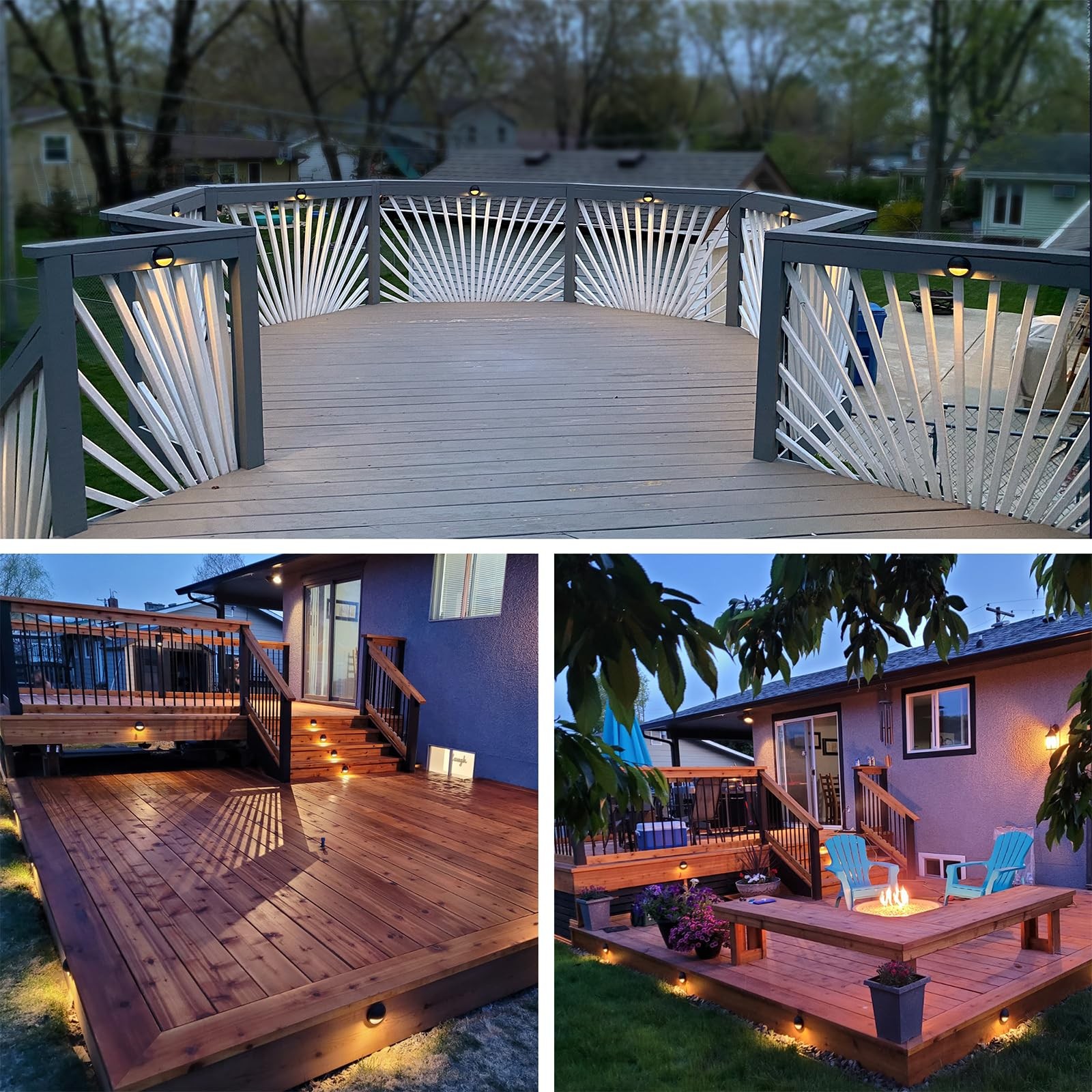 GKOLED 12 Pack Low Voltage LED Deck 12 Pack, Standard Size (Surface Mounted)