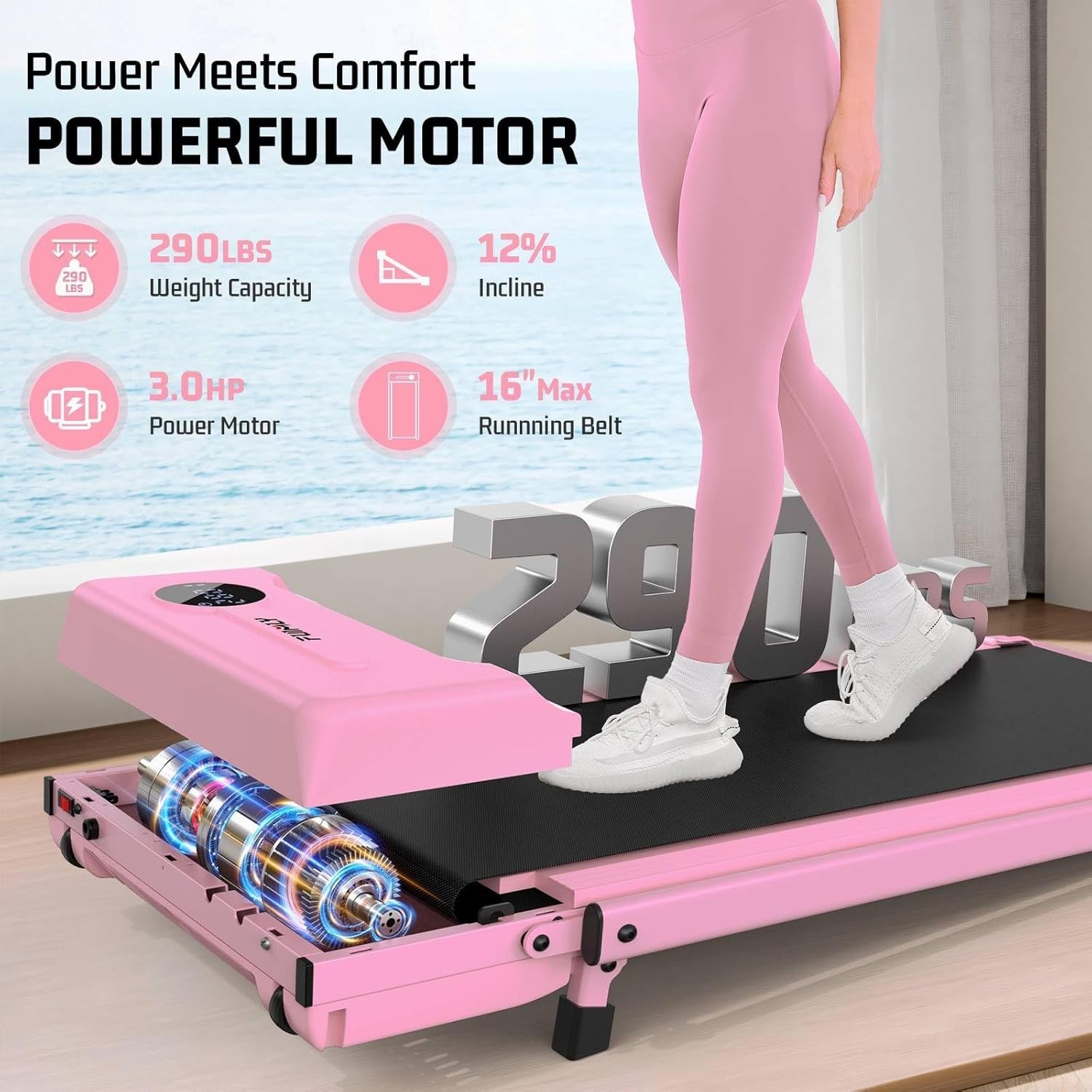 Walking Pad Treadmill with Incline and Handle Bar,Foldable Treadmill for HomeGym