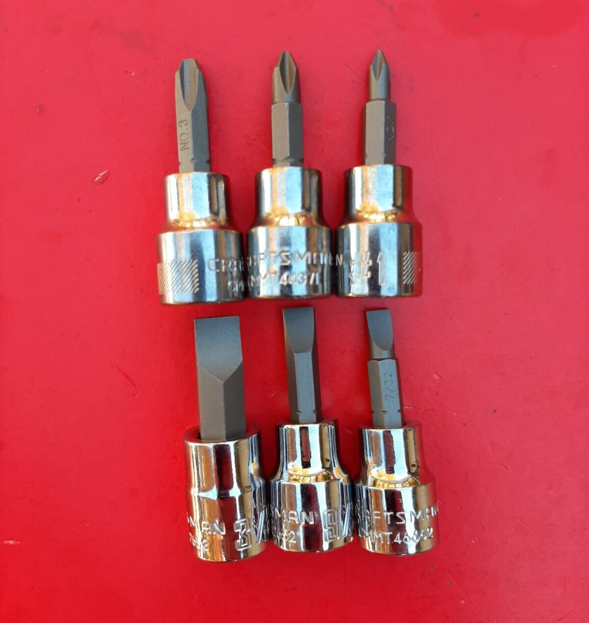 NEW CRAFTSMAN TOOLS 6 Piece 3/8" Drive Phillips Flat Tip Bit Driver Socket Set