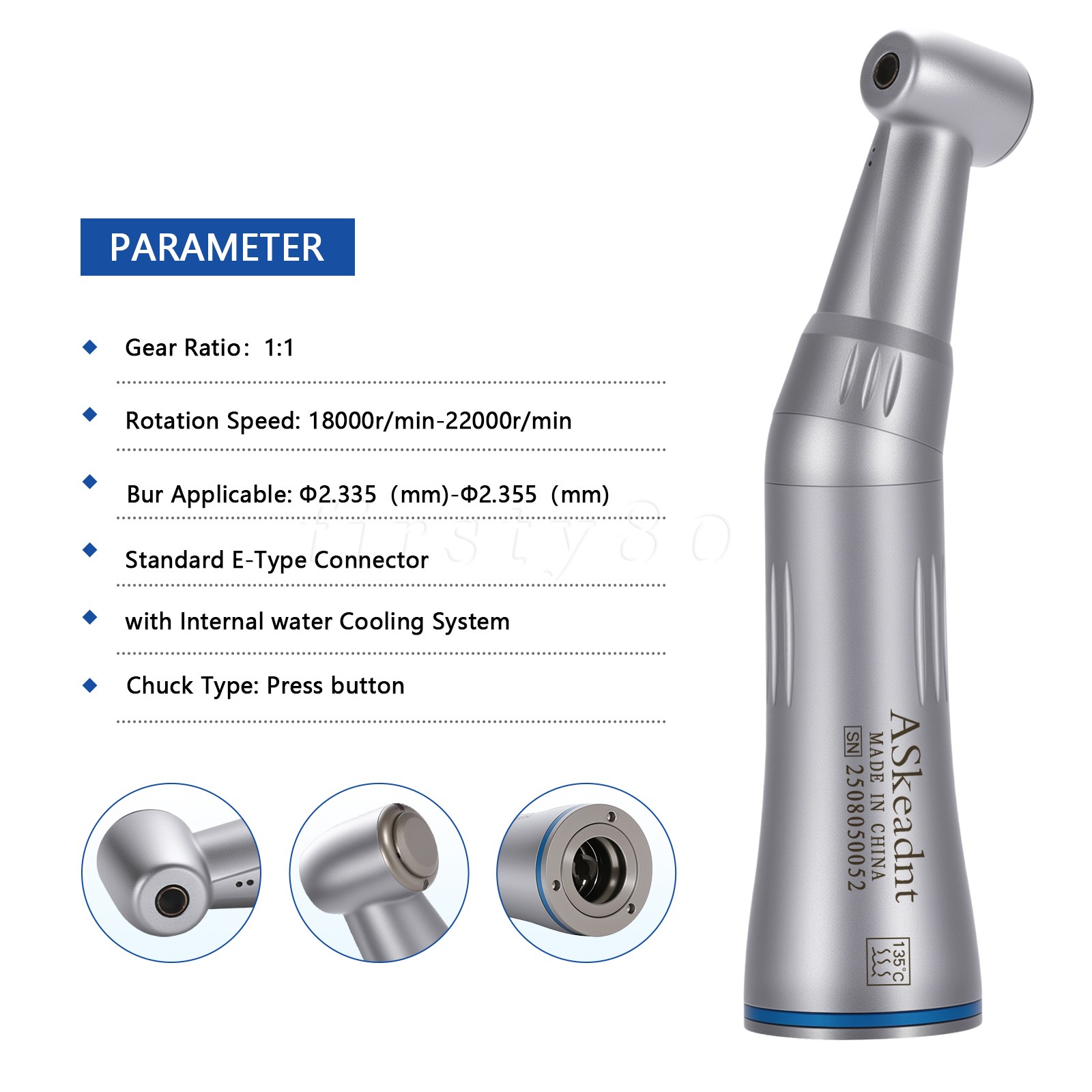 Dental Slow Low Speed Handpiece Push Contra Angle/Air Motor NSK Style 2/4 Holes