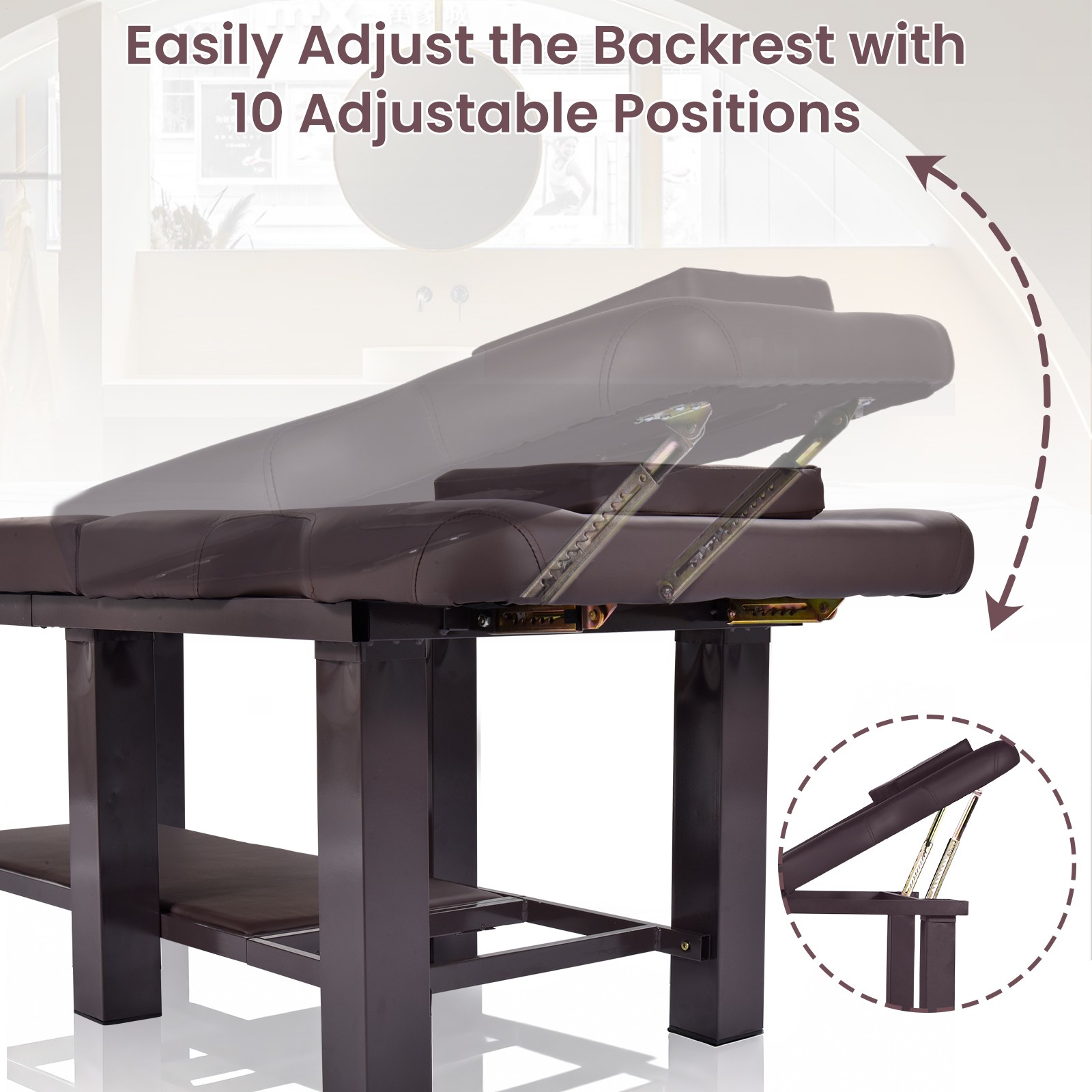 PU Leather Heavy Duty Professional Stationary Massage Bed -Brown